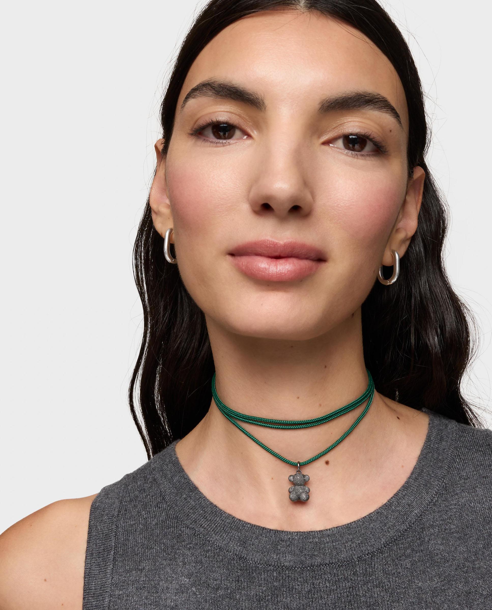 Colar Basics Comprido de Prata em Verde Multicolor-2