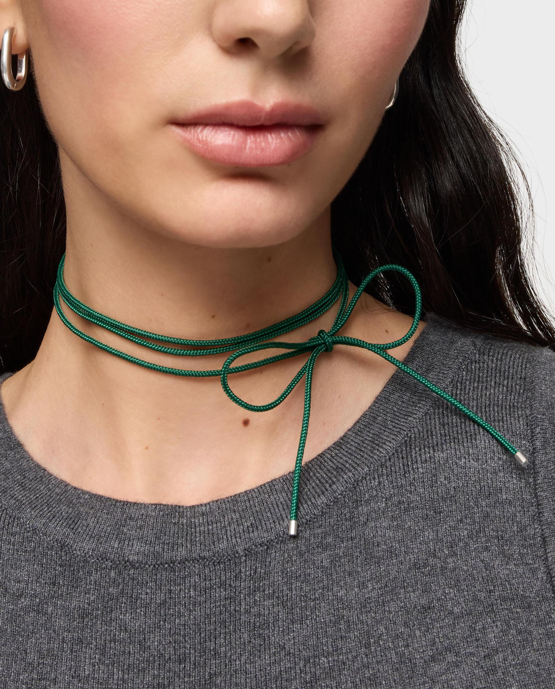 Colar Basics Comprido de Prata em Verde Multicolor-4