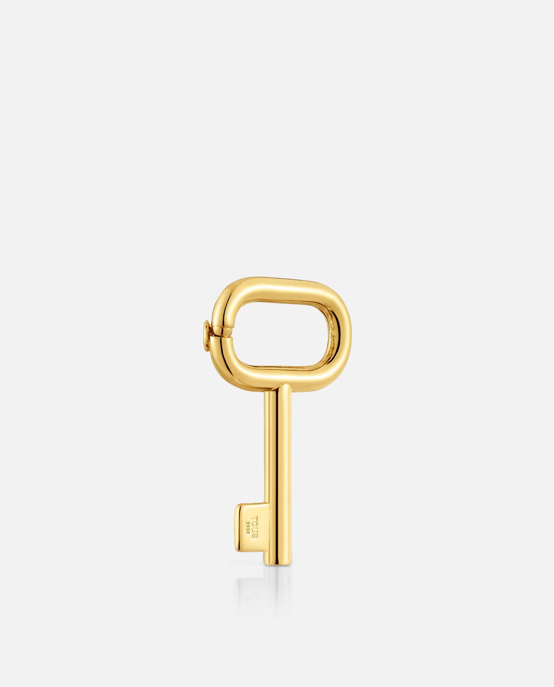 Pingente com Banho de Ouro 18 Kt Sobre Prata Motivo Chave 23 Mm Unlock Dourado-3