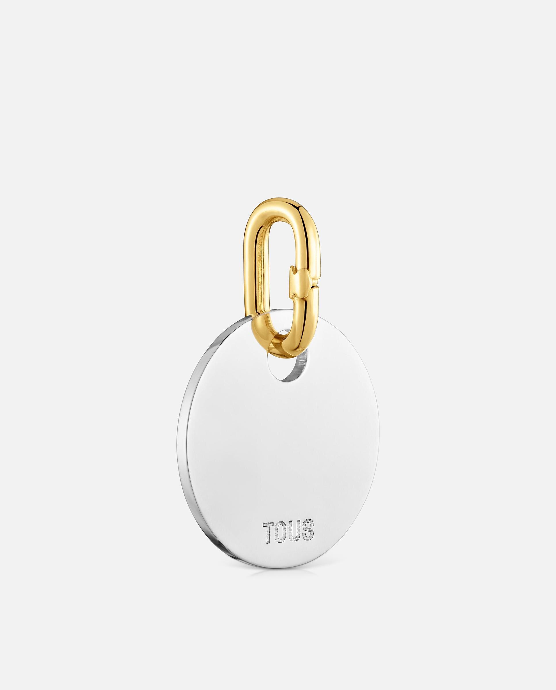 Pendentes Medalha Bicolor 23 Mm Unlock Dourado-2