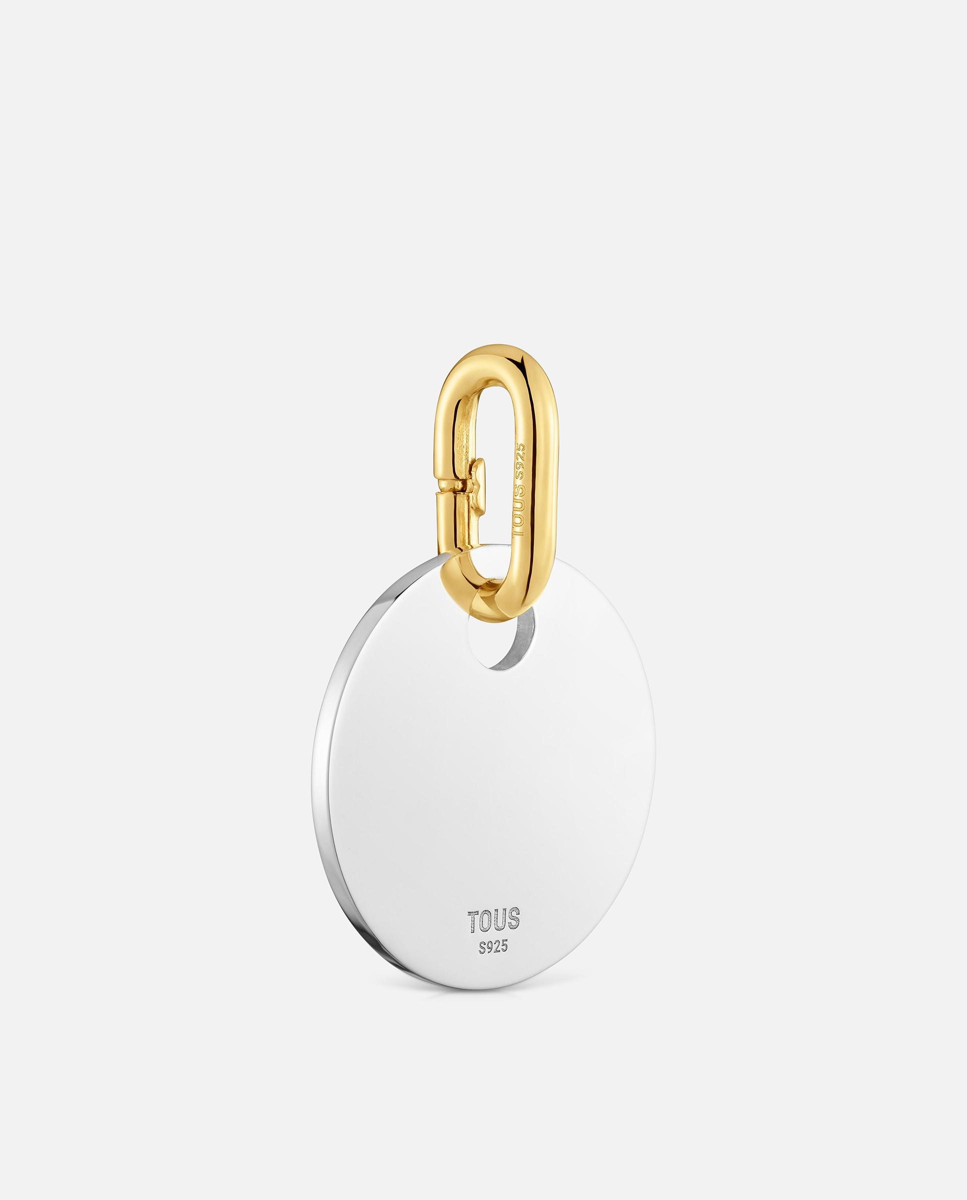 Pendentes Medalha Bicolor 23 Mm Unlock Dourado-3