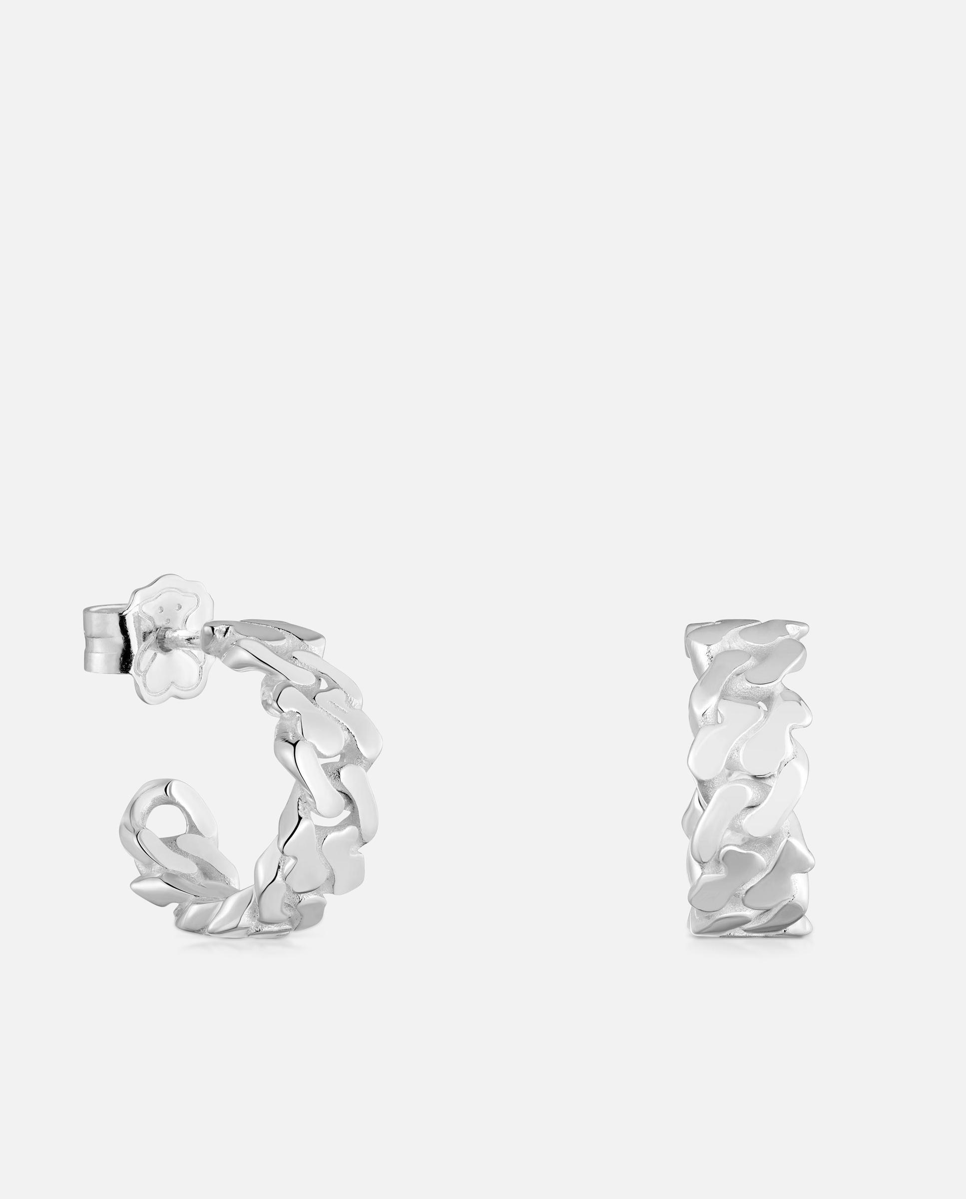 Imagem 0 de Brincos de Aro de Prata 27 Mm Bear's Chain