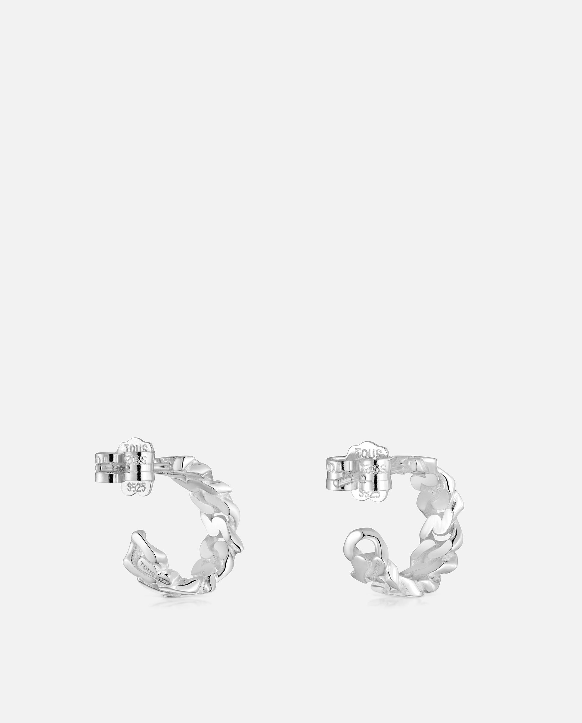 Brincos de Argola de Prata 27 Mm Bear's Chain Prateado-3
