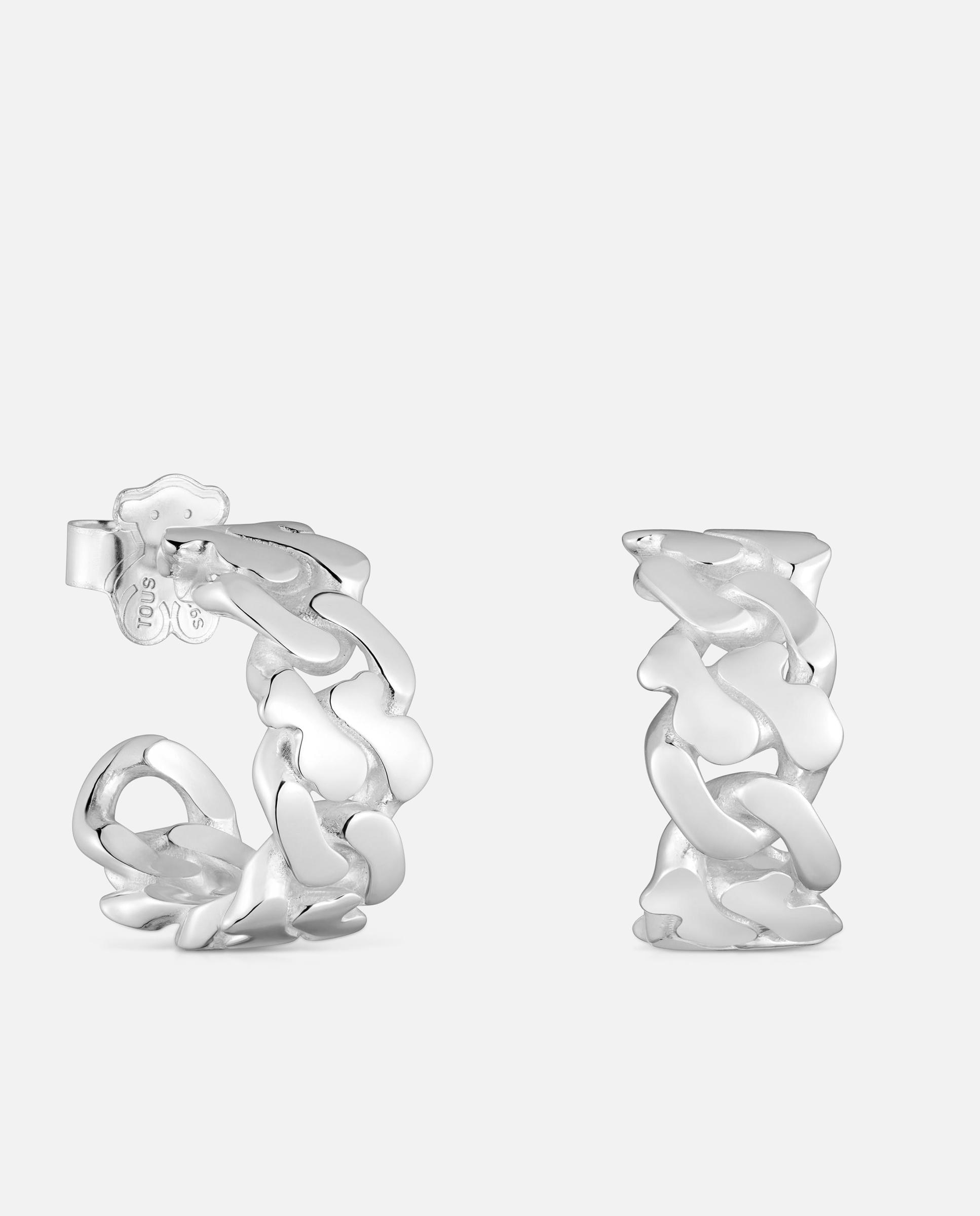 Imagem 0 de Brincos de Aro de Prata 17 Mm Bear's Chain