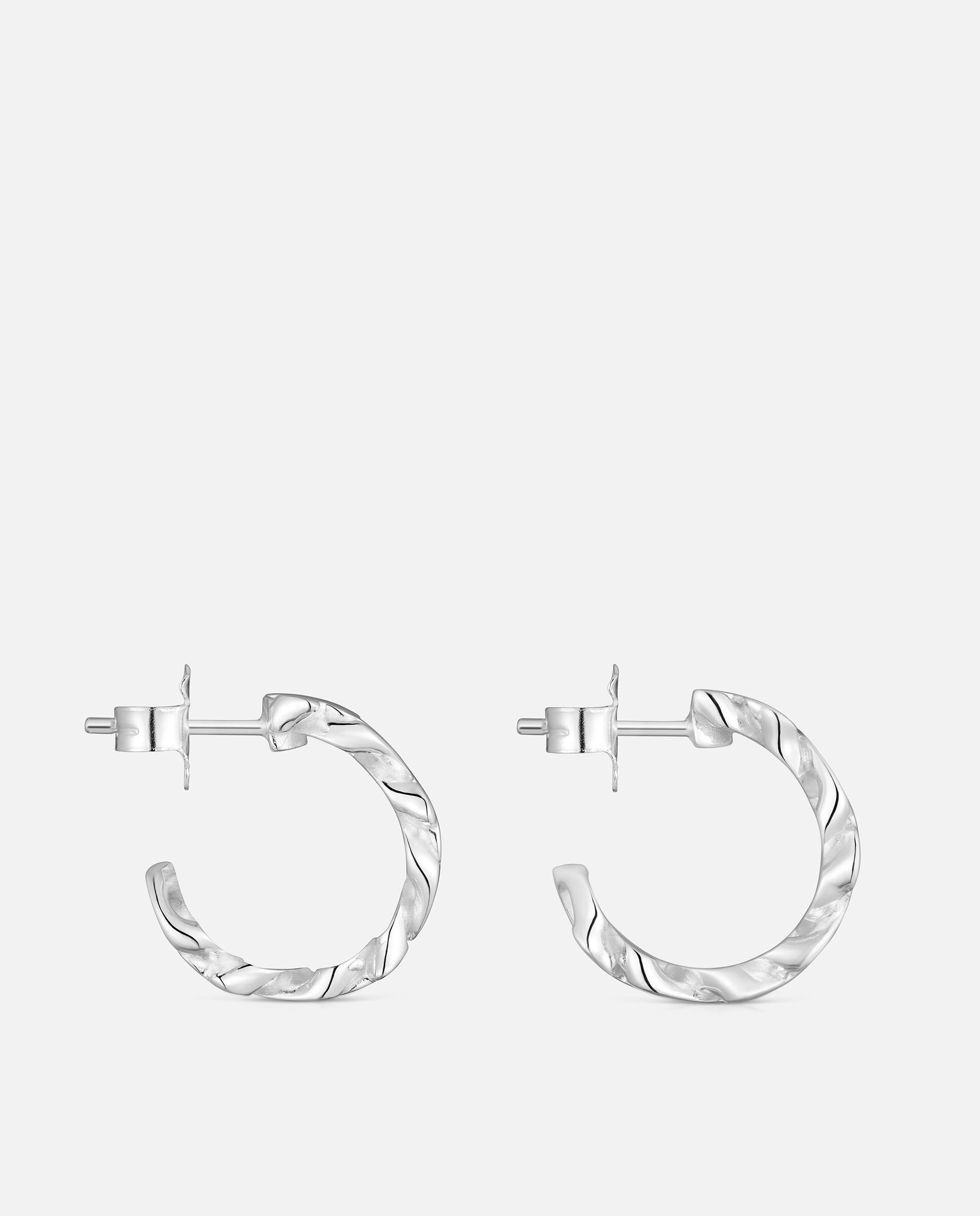 Brincos de Argola de Prata 17 Mm Bear's Chain Prateado-2