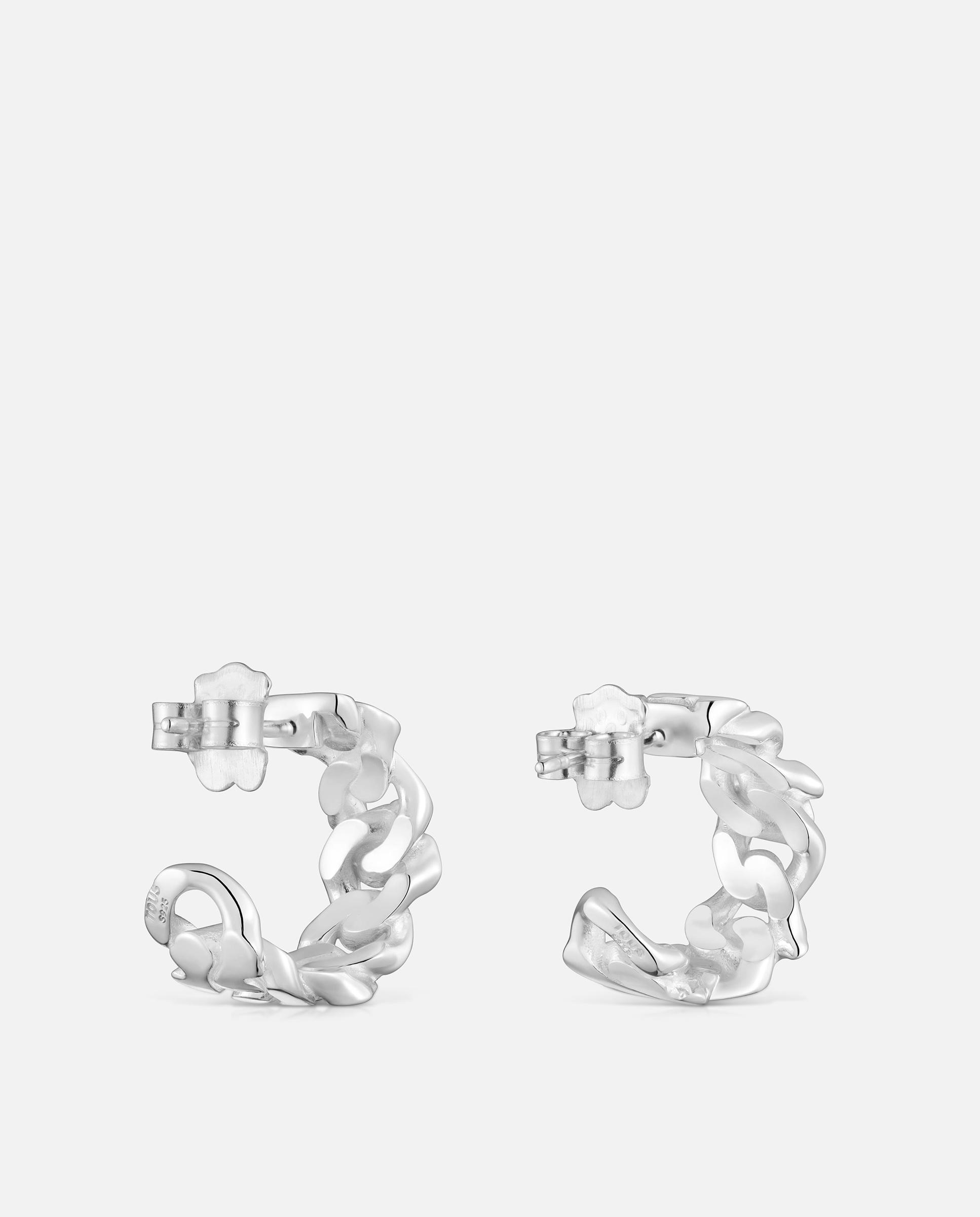 Brincos de Argola de Prata 17 Mm Bear's Chain Prateado-3