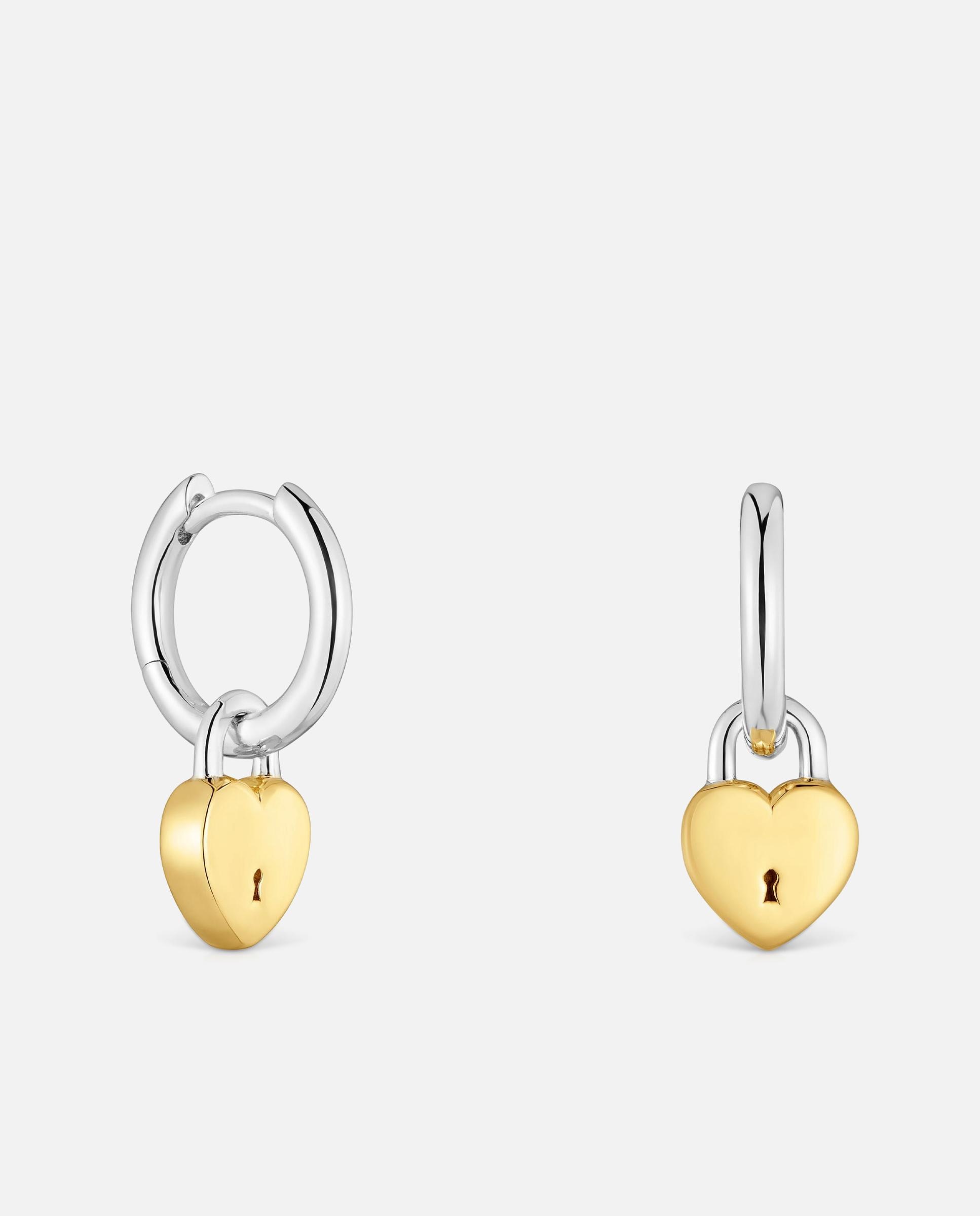 Imagem 0 de Brincos de Aro Bicolor Coração Candado Unlock