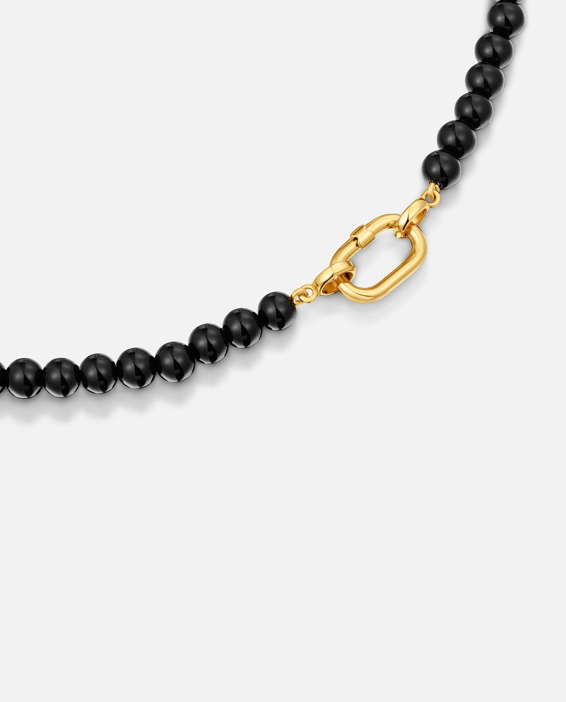 Chocker Banhado a Ouro 18 Kt Sobre Prata e Ónix Hold Oval Curto Preto-2