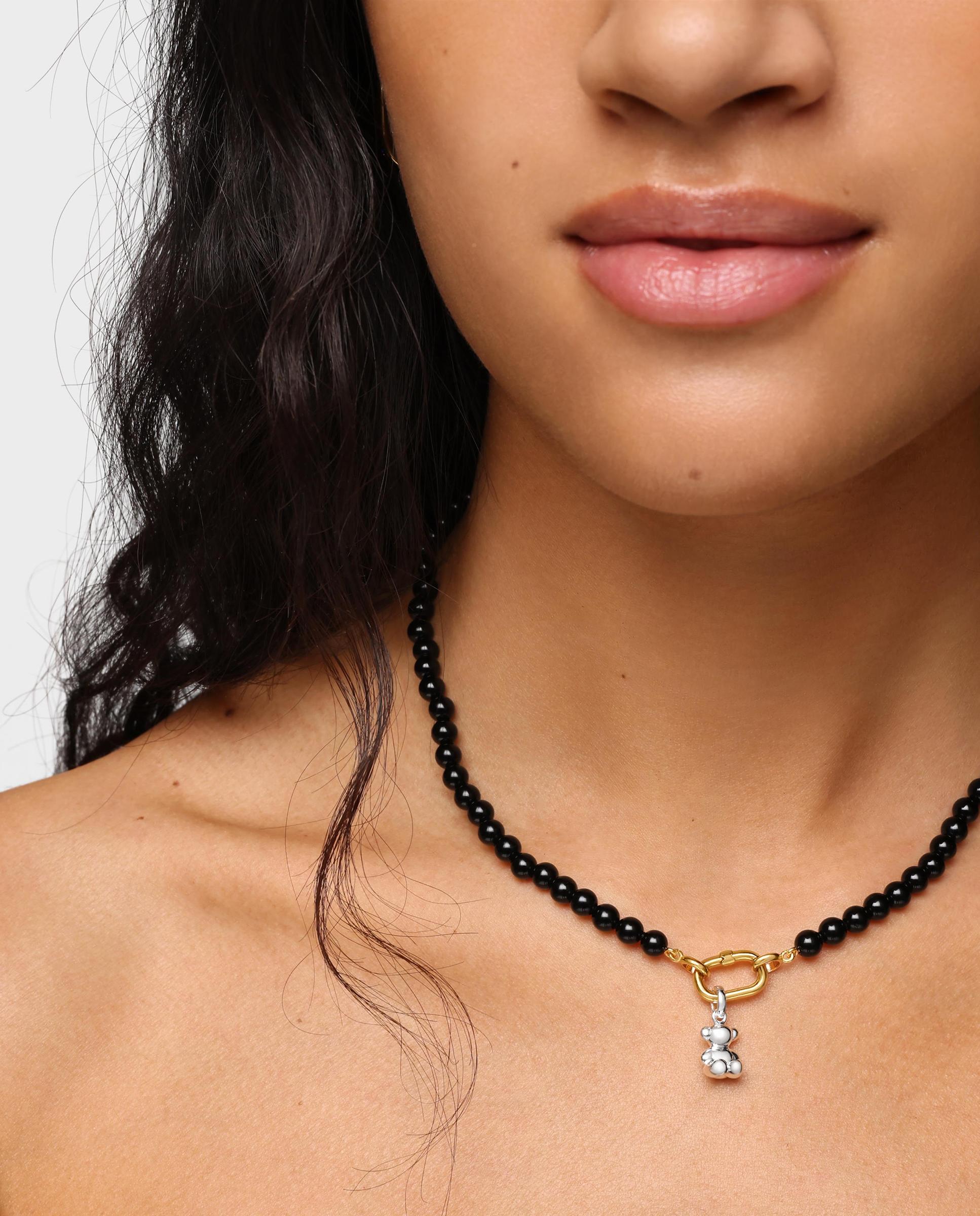 Chocker Banhado a Ouro 18 Kt Sobre Prata e Ónix Hold Oval Curto Preto-5