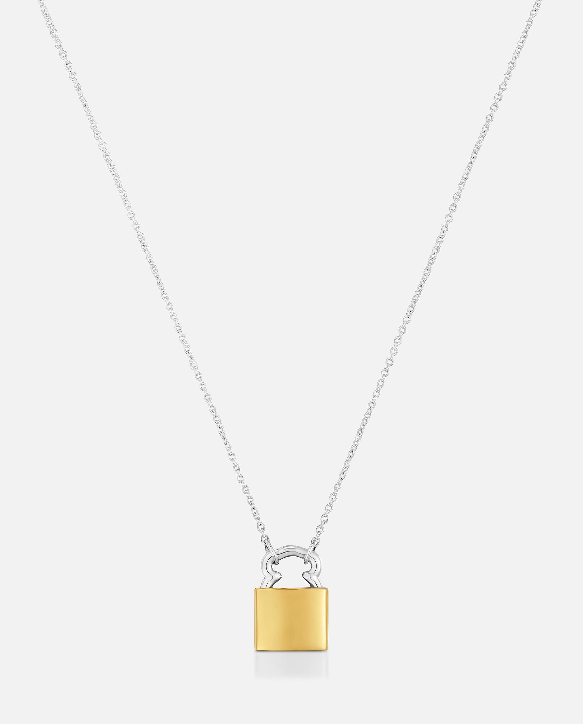 Imagem 0 de Colar Bicolor de Prata com Motivo Urso Cadeado 16 Mm Unlock