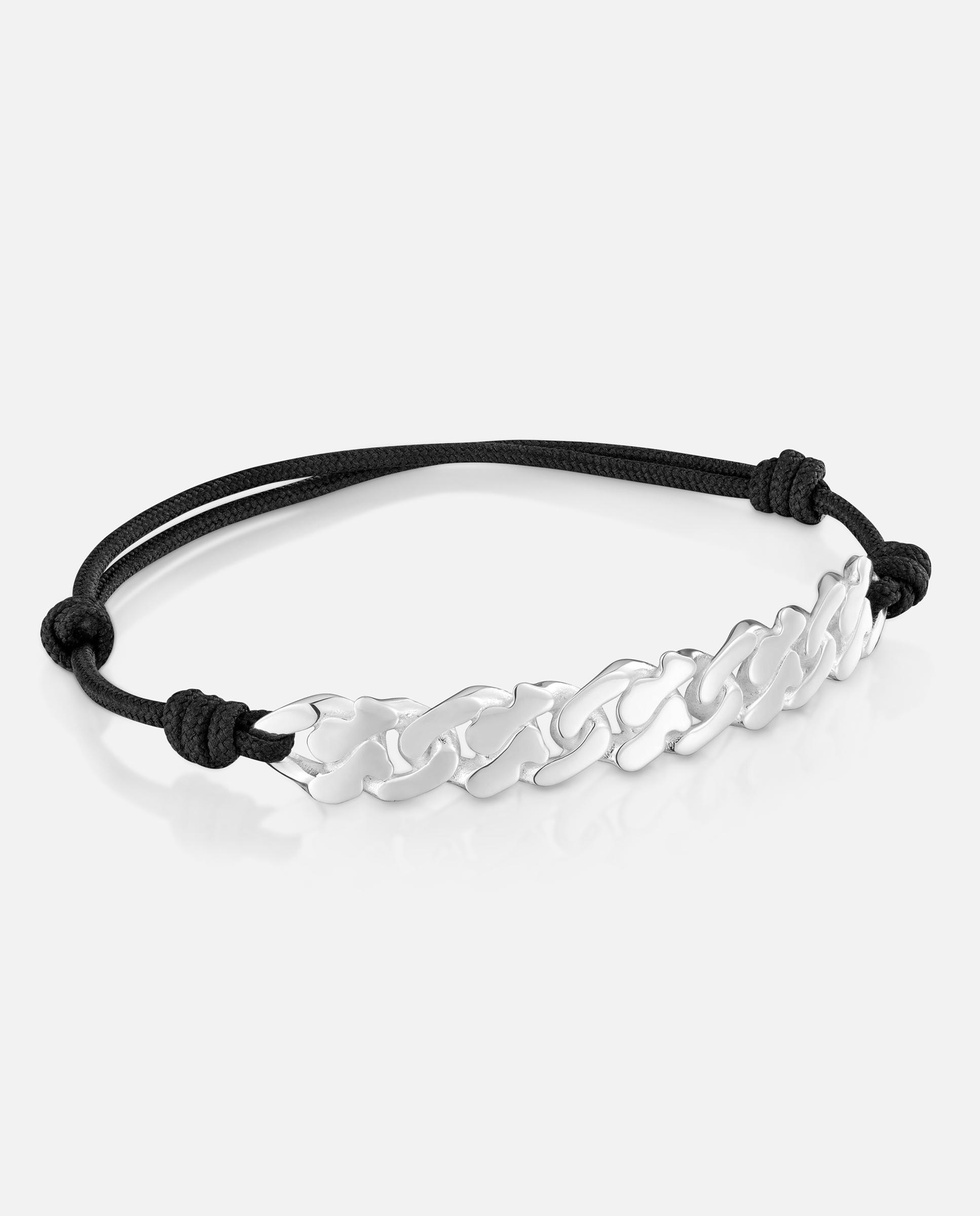 Imagem 0 de Pulseira de Prata e Nylon em Preto Bear's Chain