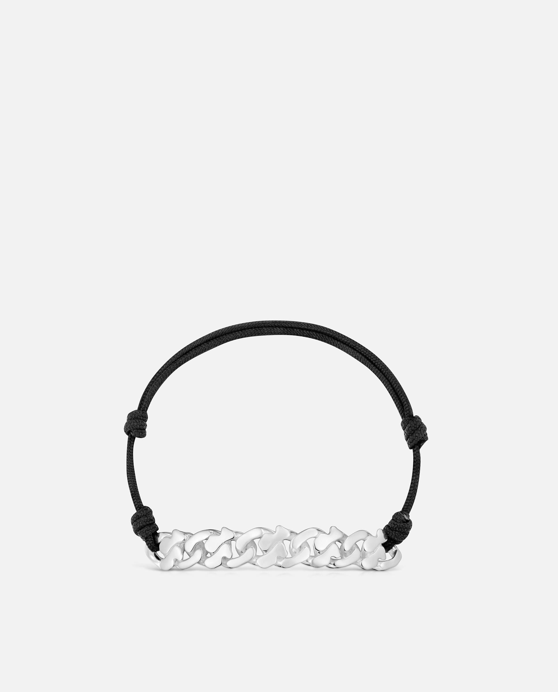 Pulseira de Prata e Nylon Preto Bear's Chain Preto-2