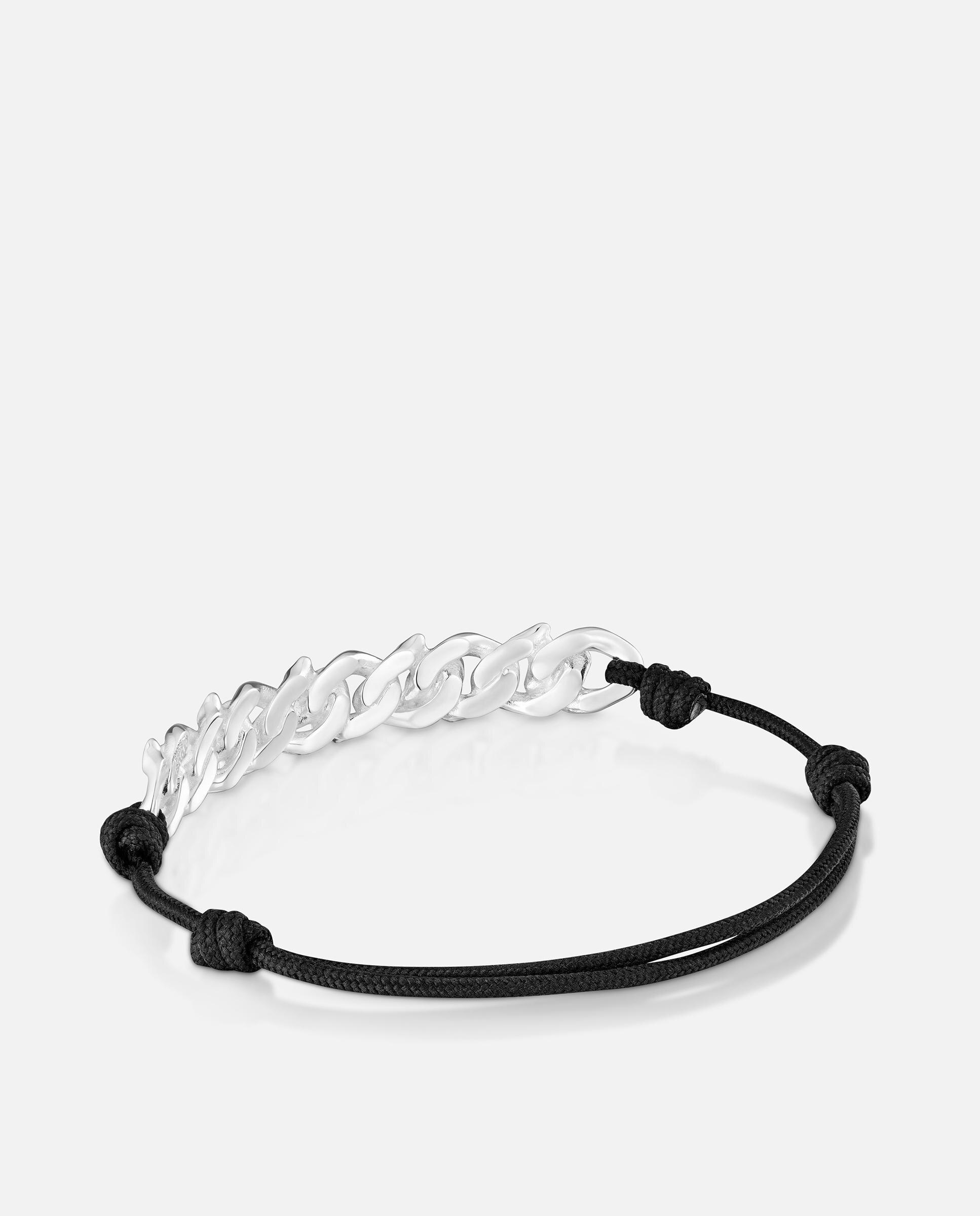 Pulseira de Prata e Nylon Preto Bear's Chain Preto-3