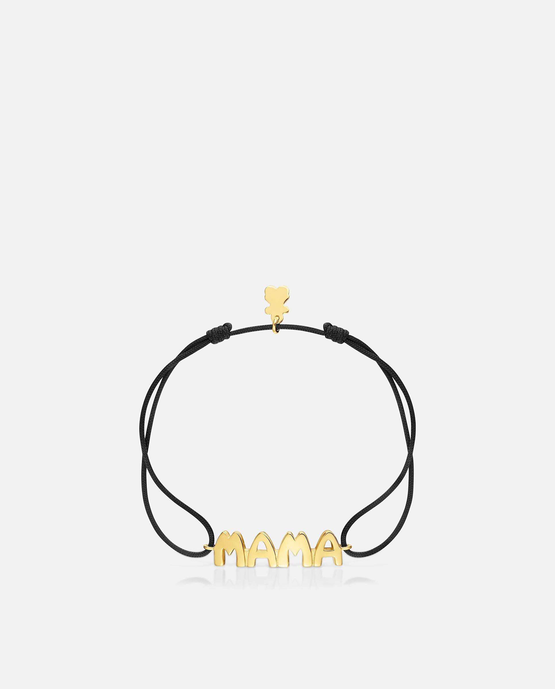 Pulseira de Nylon em Preto com Banho de Ouro 18 Kt Sobre Prata Preto-2