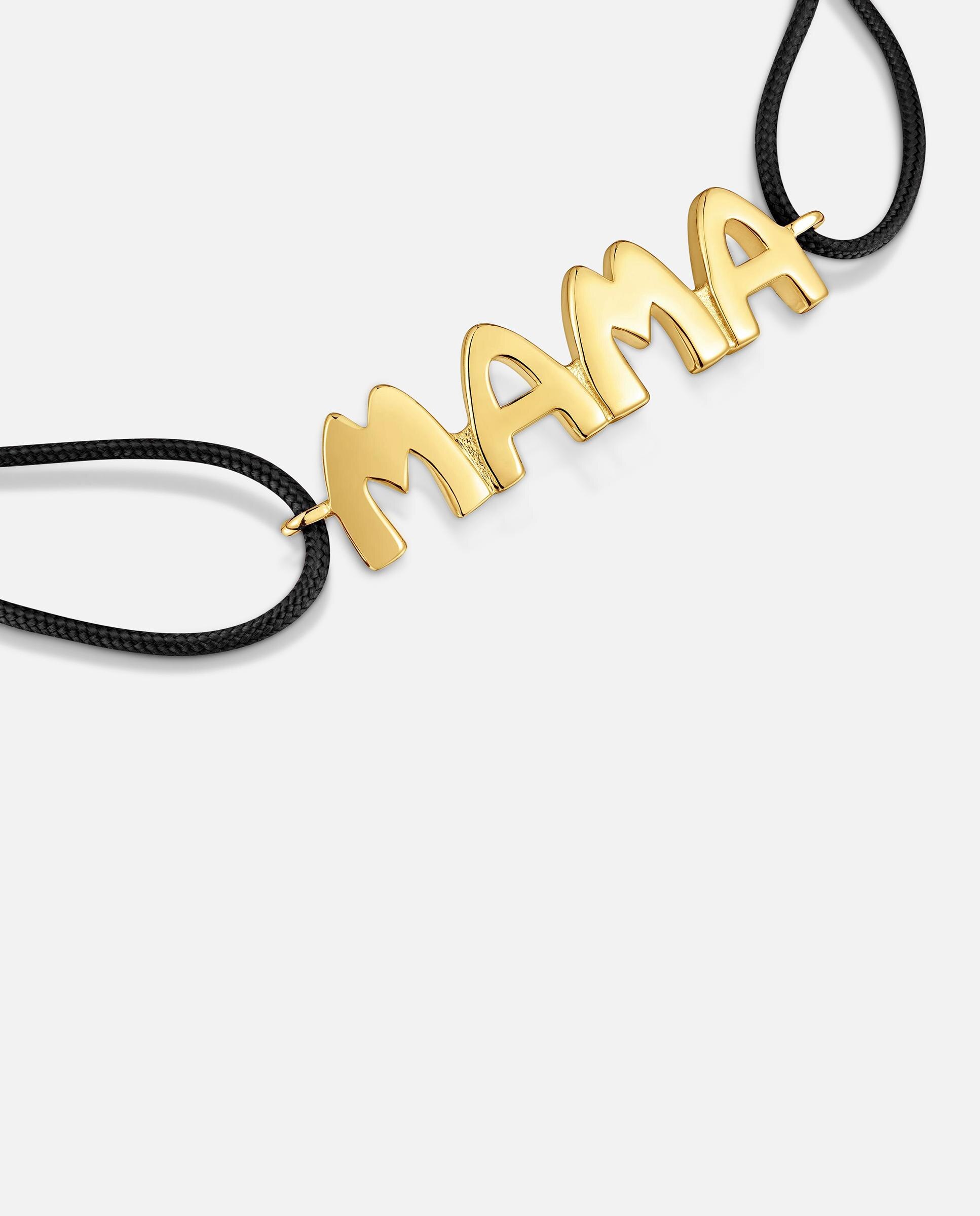Pulseira de Nylon em Preto com Banho de Ouro 18 Kt Sobre Prata Preto-3
