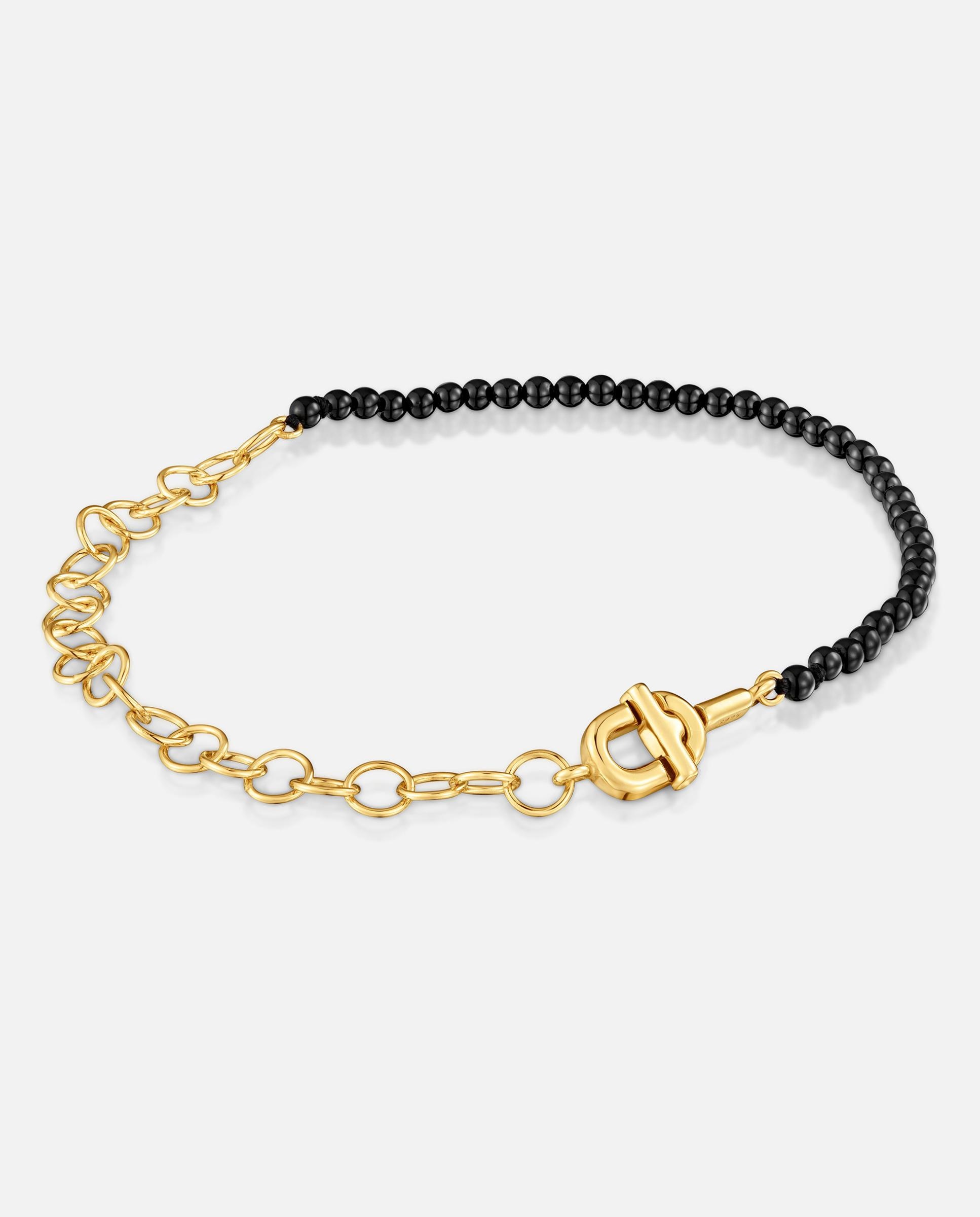 Imagem 0 de Pulseira de Corrente com Banho de Ouro 18 Kt Sobre Prata e Ônix Tous Manifesto