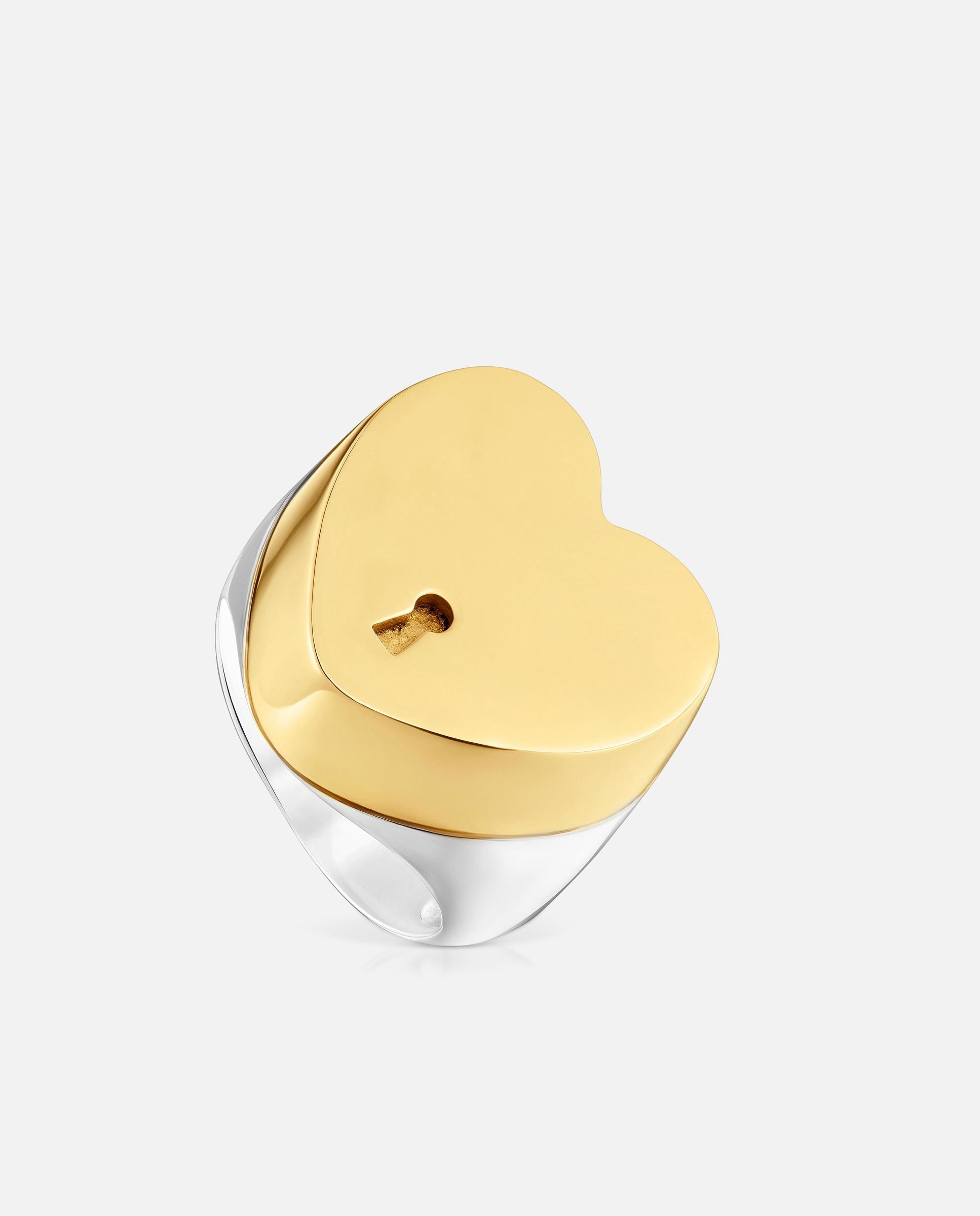 Imagem 0 de Anel Selo Bicolor Motivo Coração Unlock