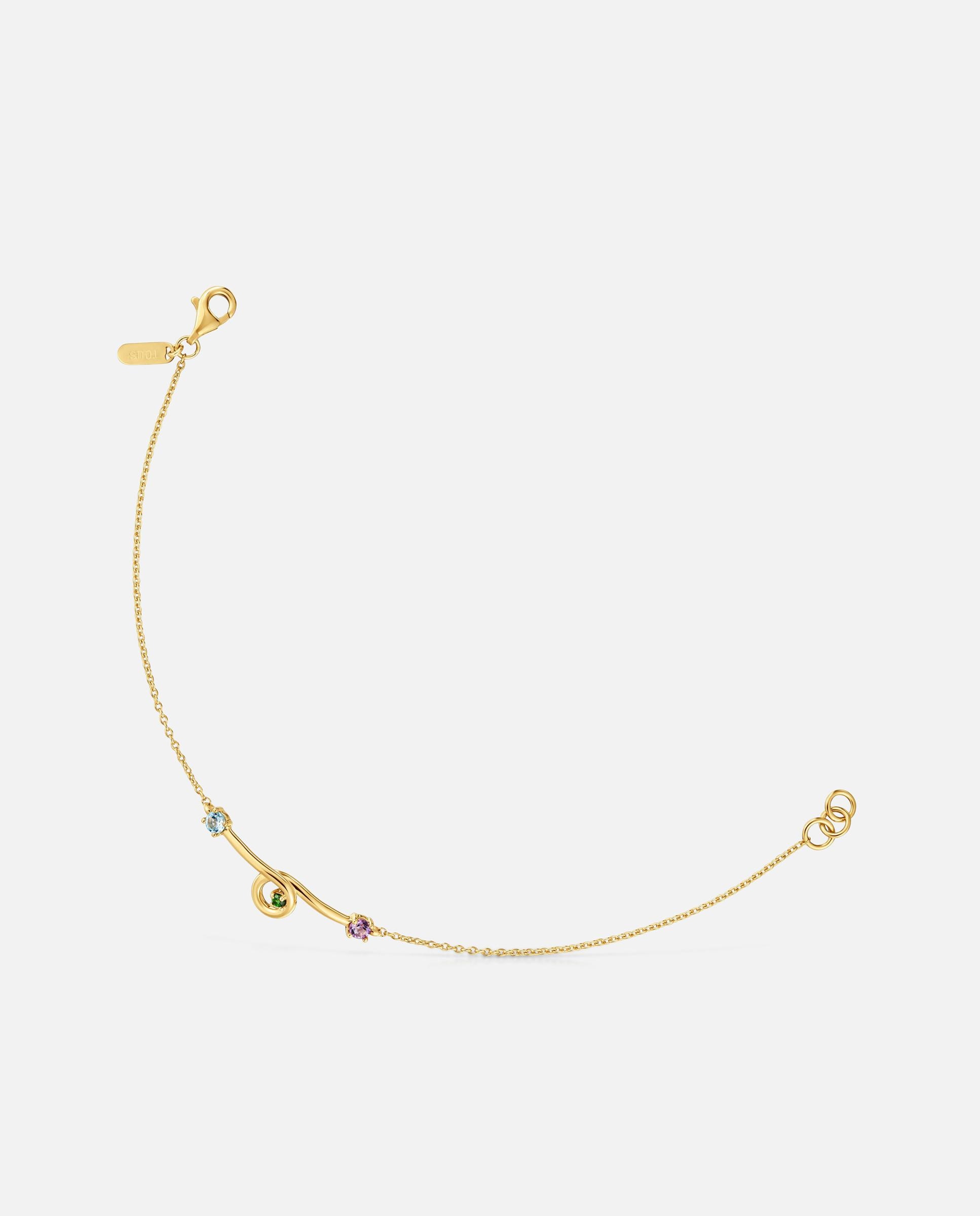 Imagem 0 de Pulseira Corrente com Banho de Ouro 18 Kt Sobre Prata e Gemas Lio