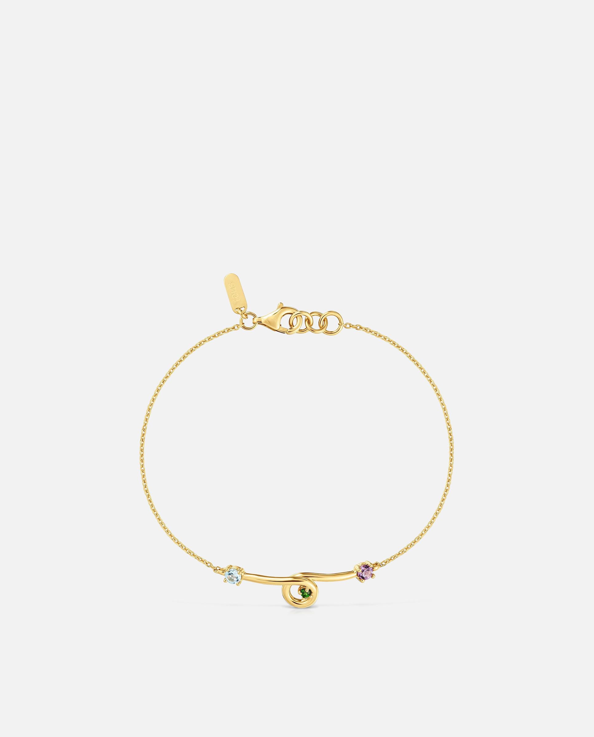 Pulseira de Corrente com Banho de Ouro 18 Kt Sobre Prata e Gemas Lio Multicolor-2