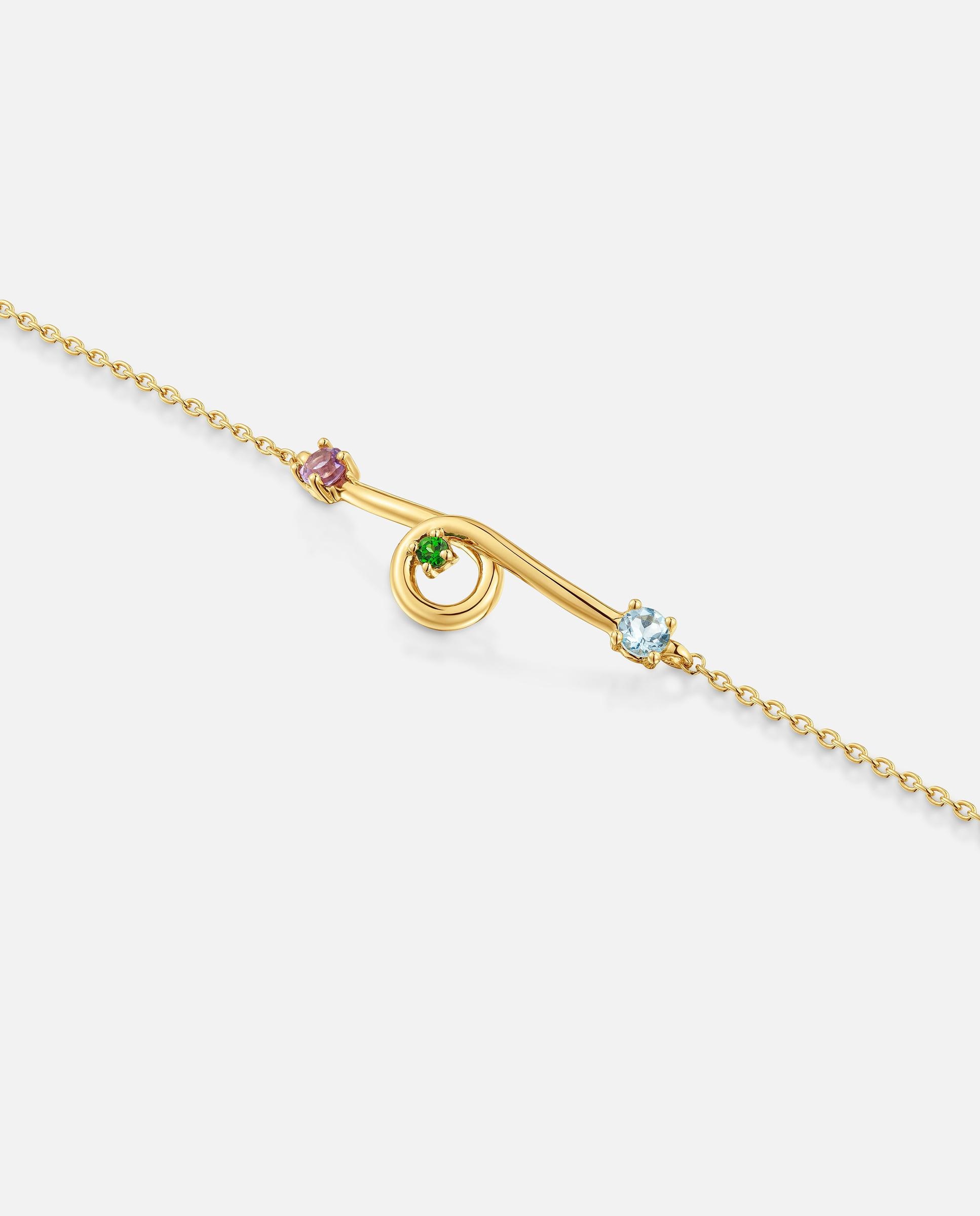 Pulseira de Corrente com Banho de Ouro 18 Kt Sobre Prata e Gemas Lio Multicolor-3