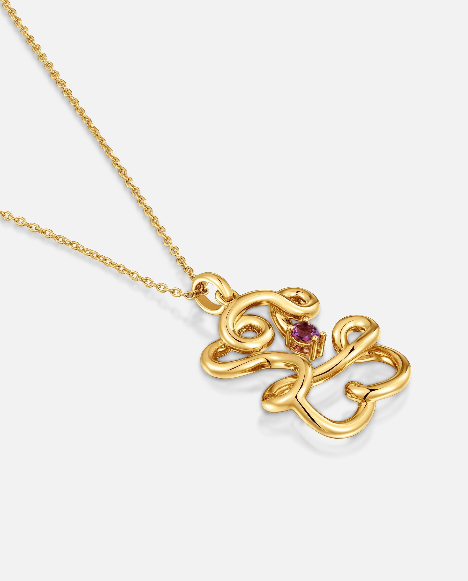 Colar Urso com Banho de Ouro 18 Kt Sobre Prata e Ametista Lio Roxo-3