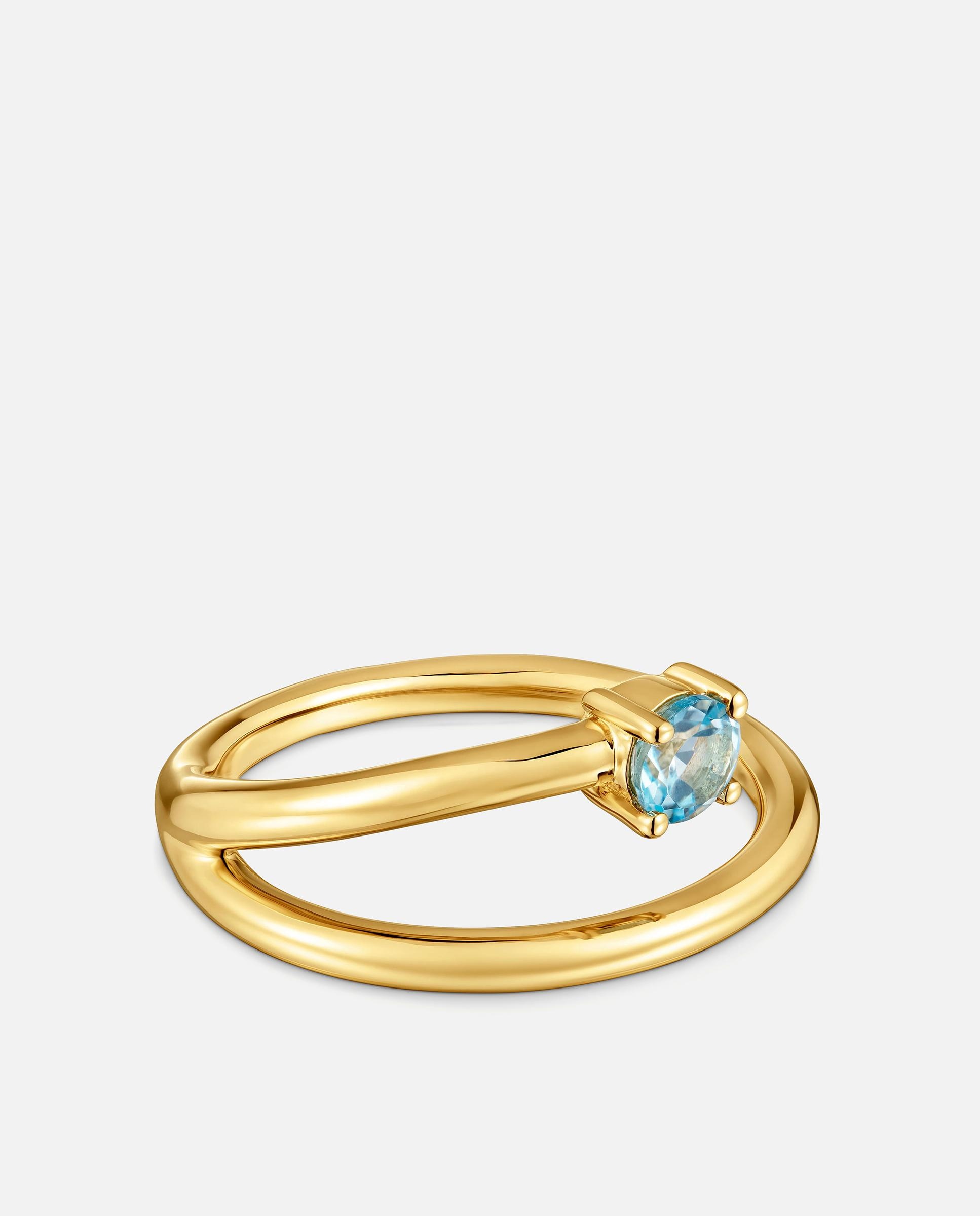 Anel com Banho de Ouro 18 Kt Sobre Prata e Topázio Lio Azul-2