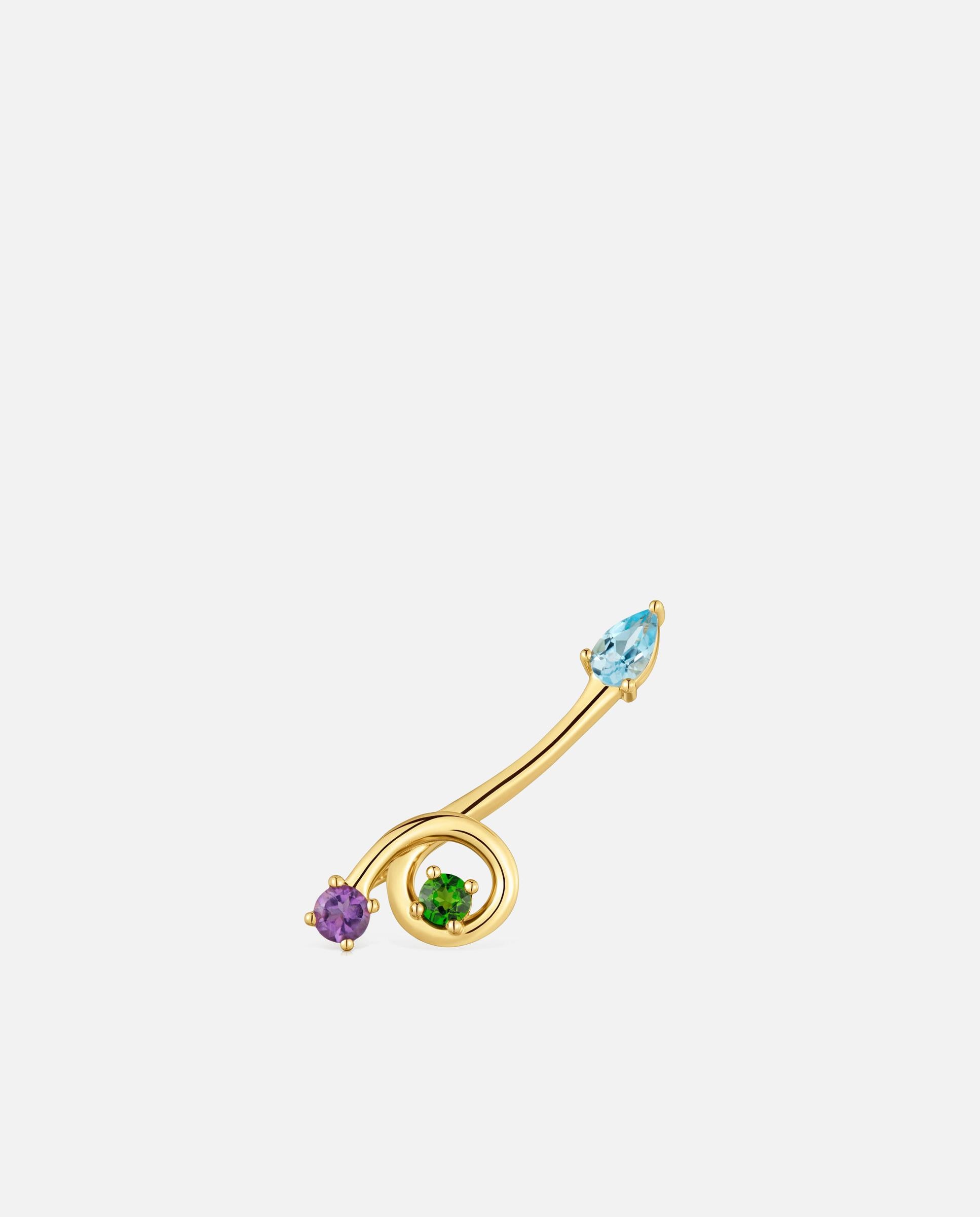 Imagem 0 de Pendentes Trepador com Banho de Ouro 18 Kt Sobre Prata e Gemas Lio