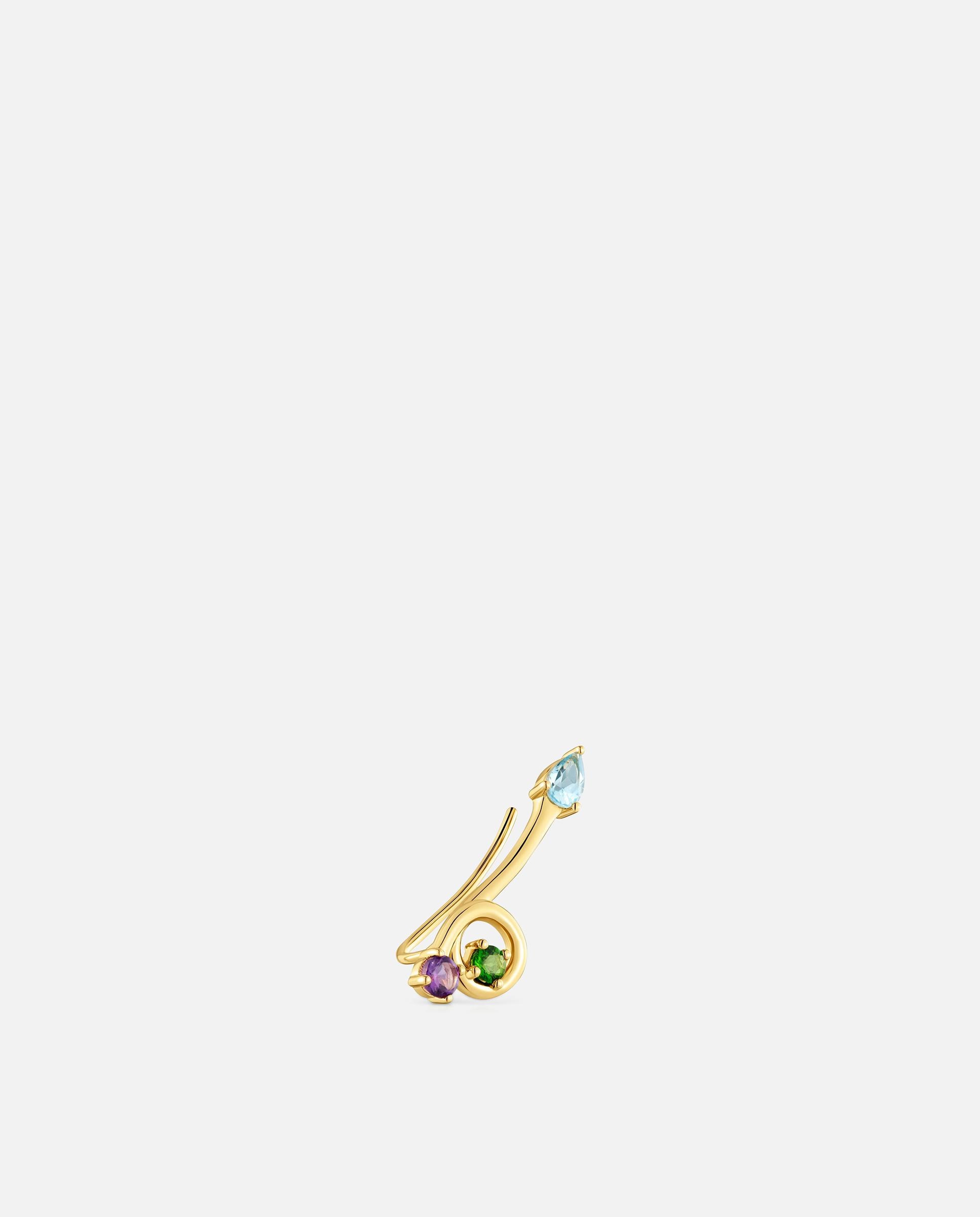 Brincos Trepador com Banho de Ouro 18 Kt Sobre Prata e Gemas Lio Multicolor-2