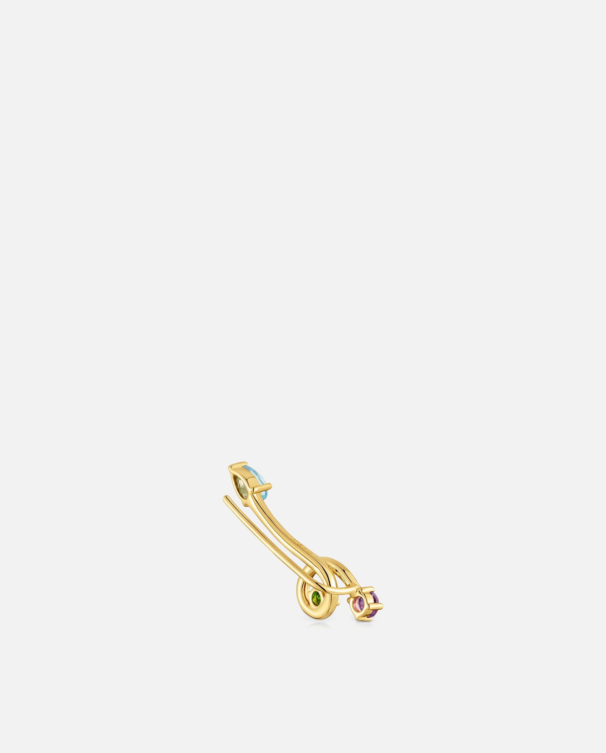 Brincos Trepador com Banho de Ouro 18 Kt Sobre Prata e Gemas Lio Multicolor-3