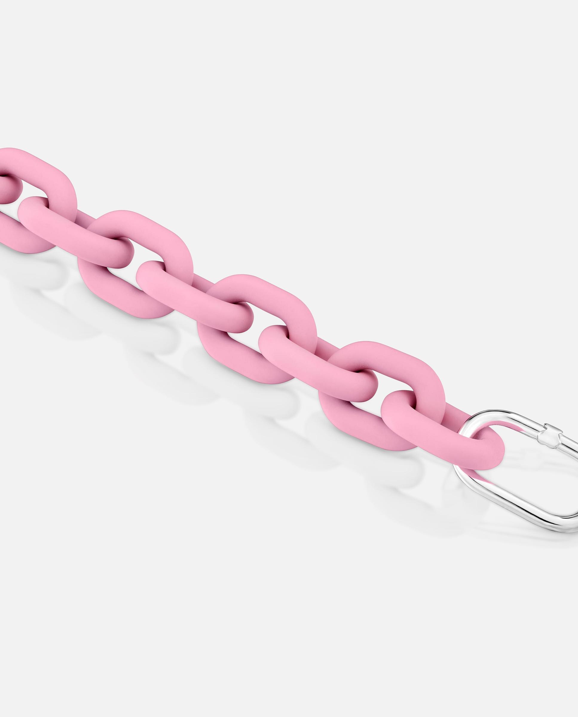 Pulseira de Corrente Hold Oval de Acetato em Rosa e Argola de Prata Rosa-3