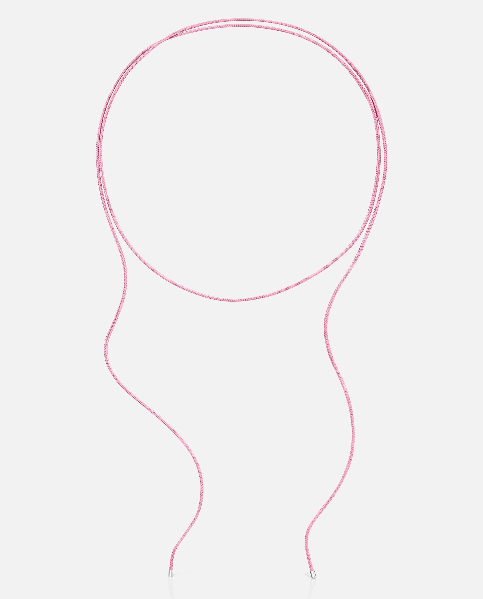 Imagem 0 de Colar de Prata e Cordão Basics Comprido em Rosa