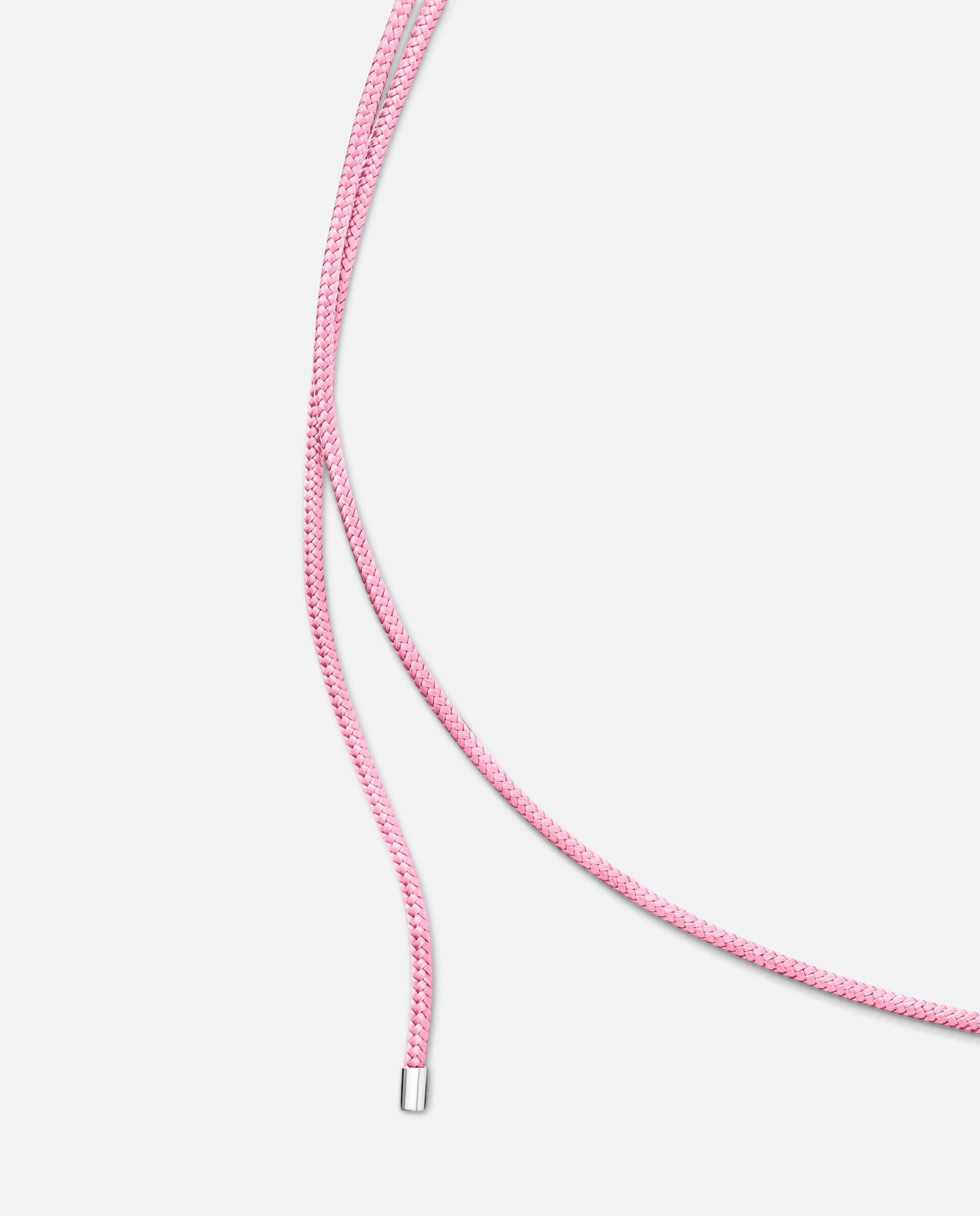 Colar de Prata e Cordão Basics Comprido em Rosa Rosa-2