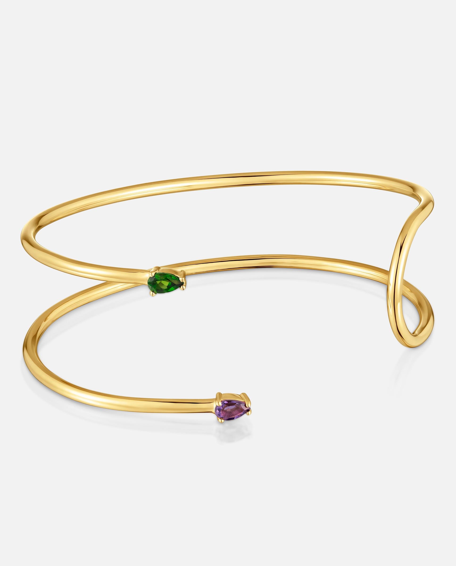 Imagem 0 de Bracelete com Banho de Ouro 18 Kt Sobre Prata e Gemas Lio