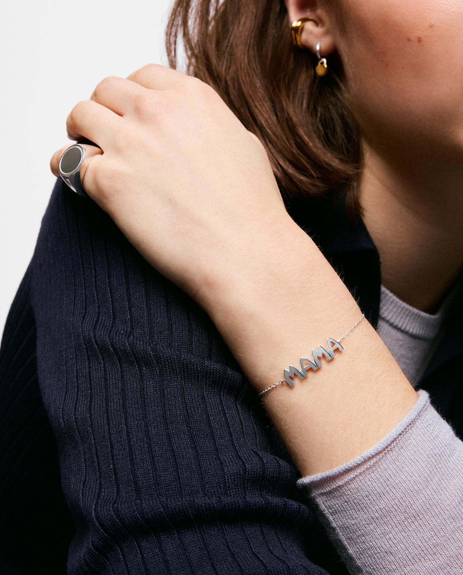 Pulseira Corrente de Prata e Motivos Mama Prateado-5