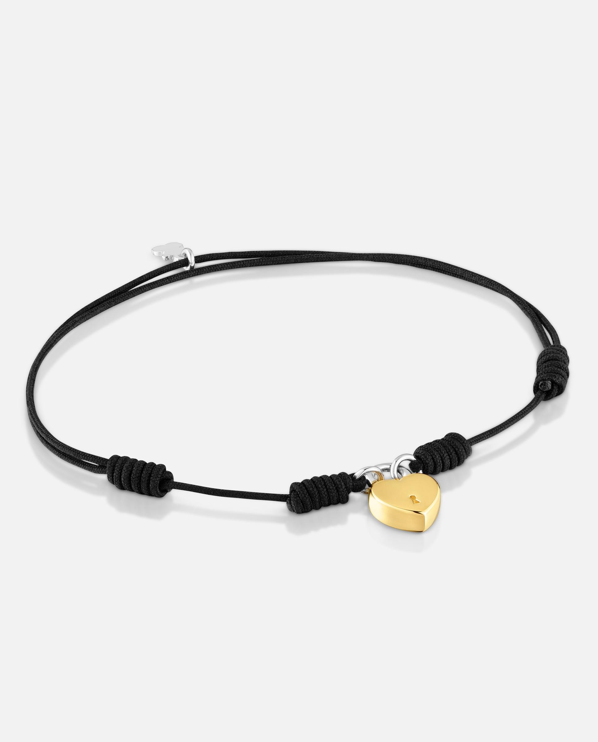 Imagem 0 de Pulseira de Nylon em Preto com Motivo Coração Cadeado Bicolor Unlock