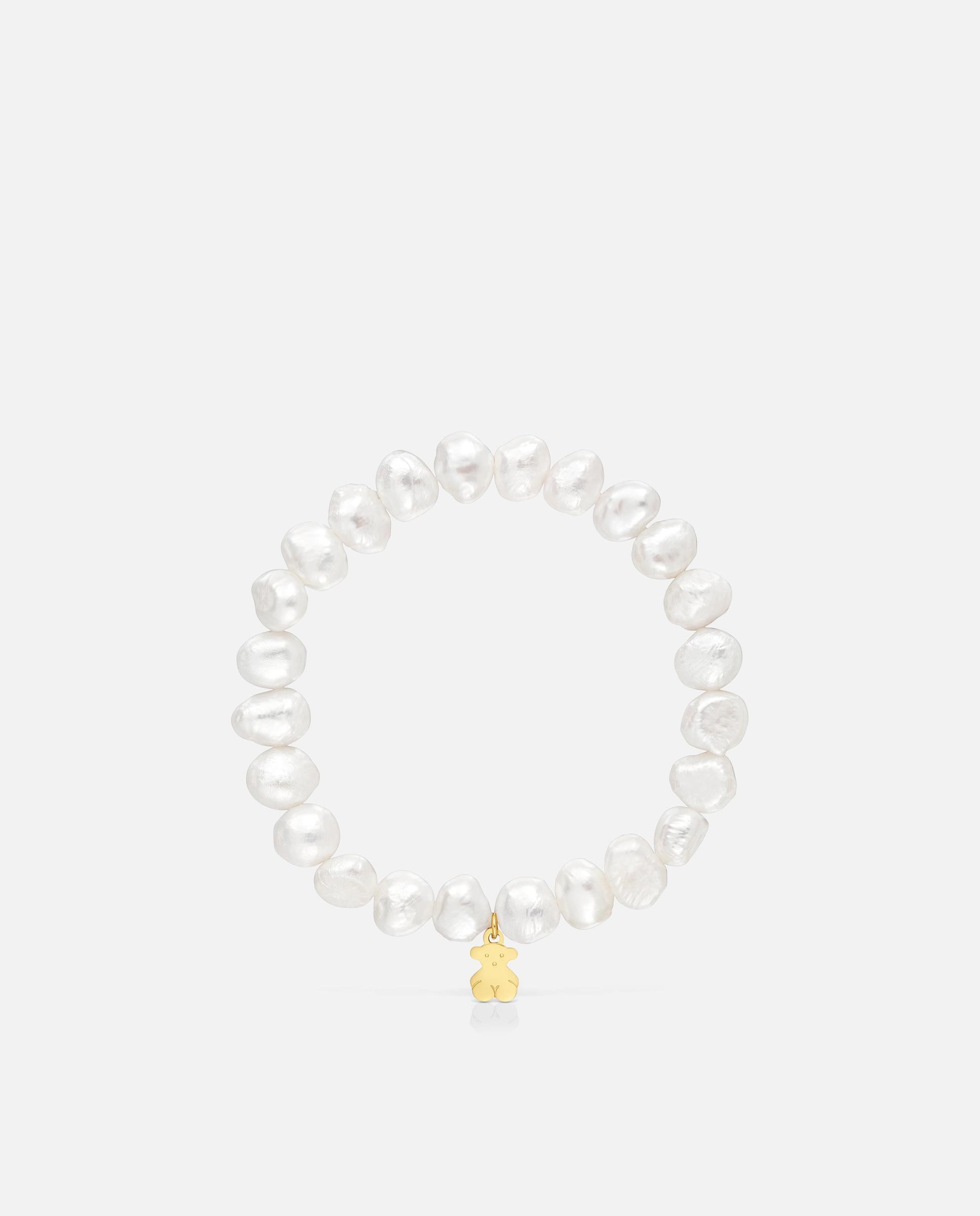 Pulseira Elástica com Pérolas Cultivadas e Banho de Ouro 18 Kt Sobre Prata Basics Branco-2