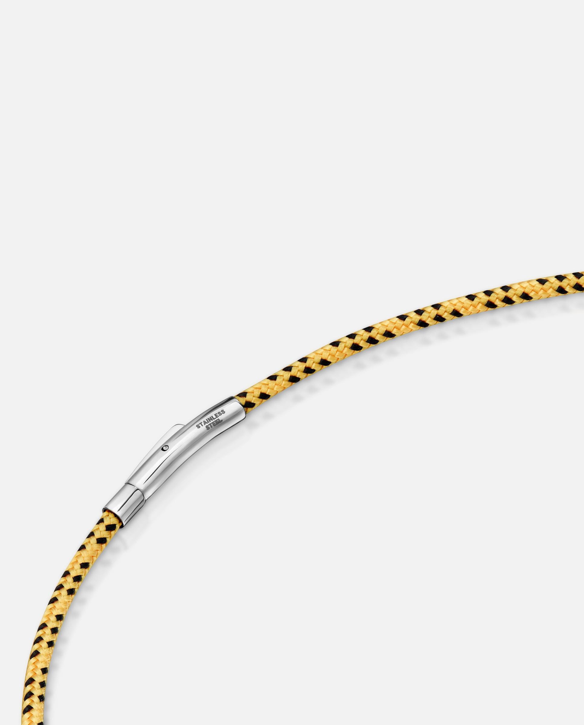 Colar com Cordão Amarelo e Aço Basics Prateado-3