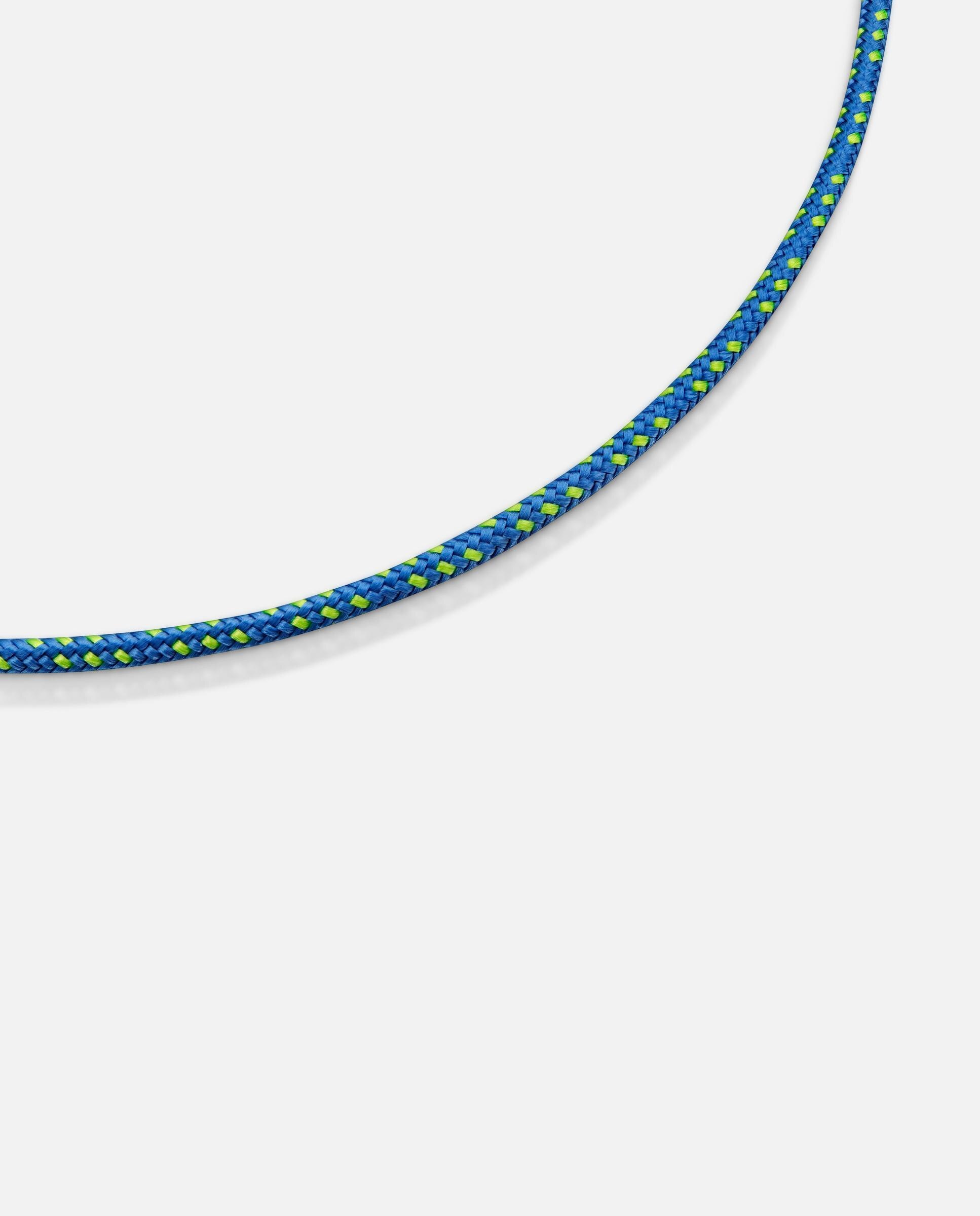 Colar com Cordão Azul e Aço Basics Prateado-2