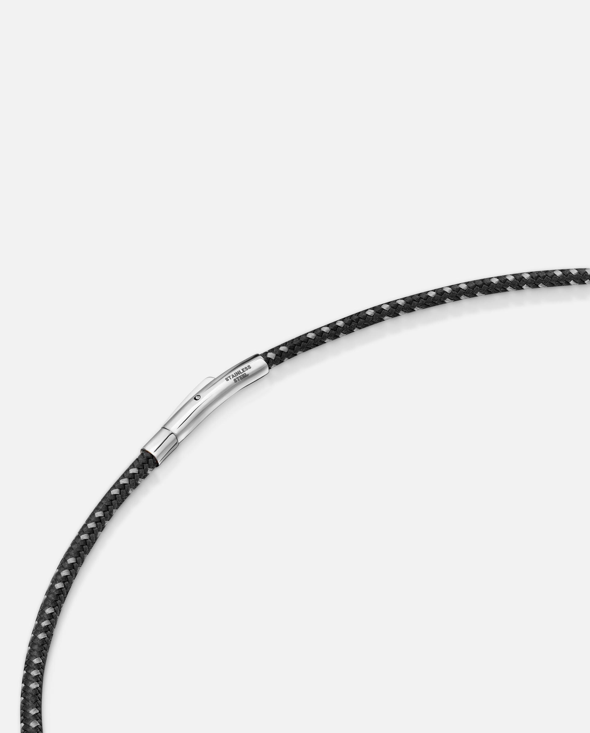 Colar com Cordão em Preto e Aço Basics Prateado-3