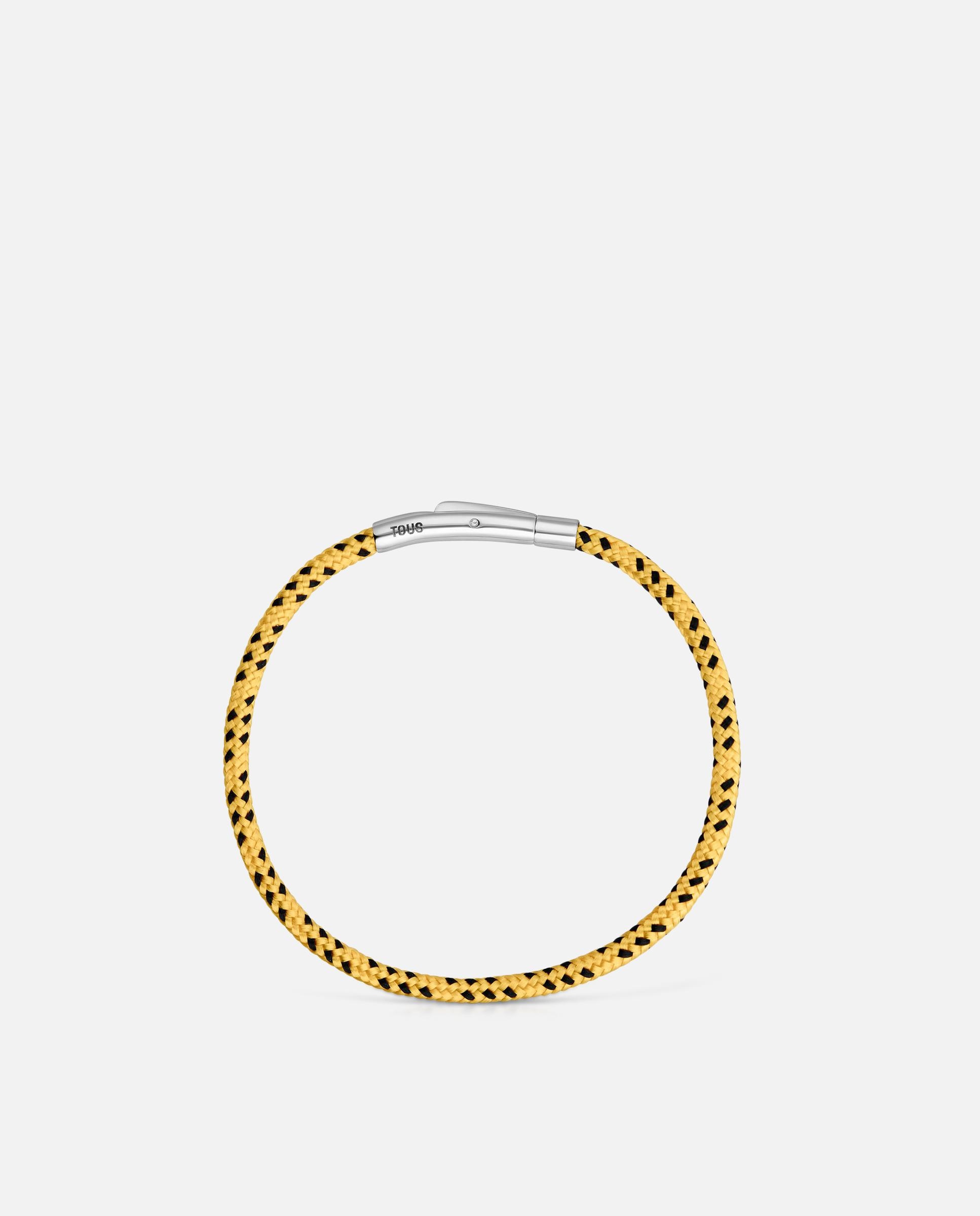 Pulseira com Cordão Amarelo e Aço Basics Prateado-2
