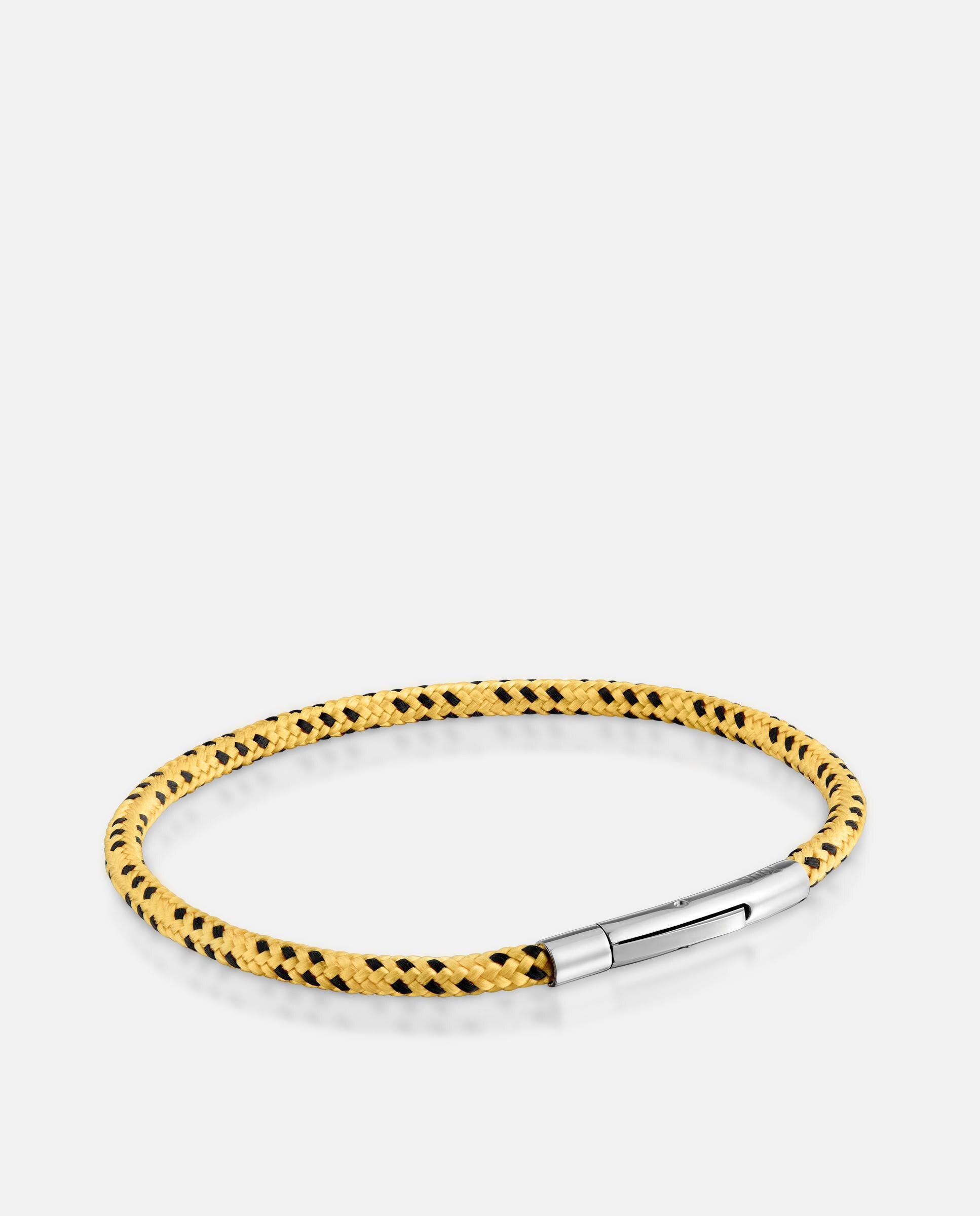 Pulseira com Cordão Amarelo e Aço Basics Prateado-3