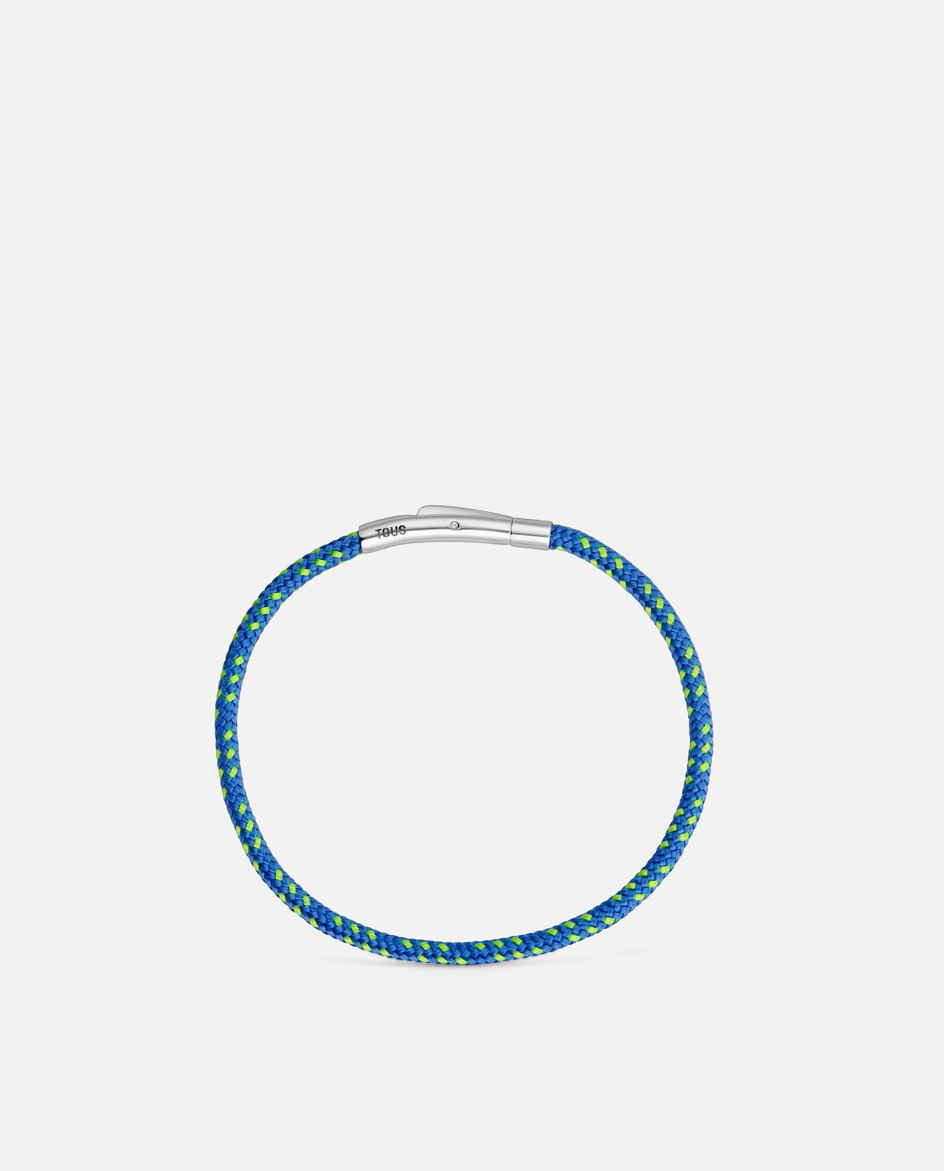 Pulseira com Cordão Azul e Aço Basics Prateado-2