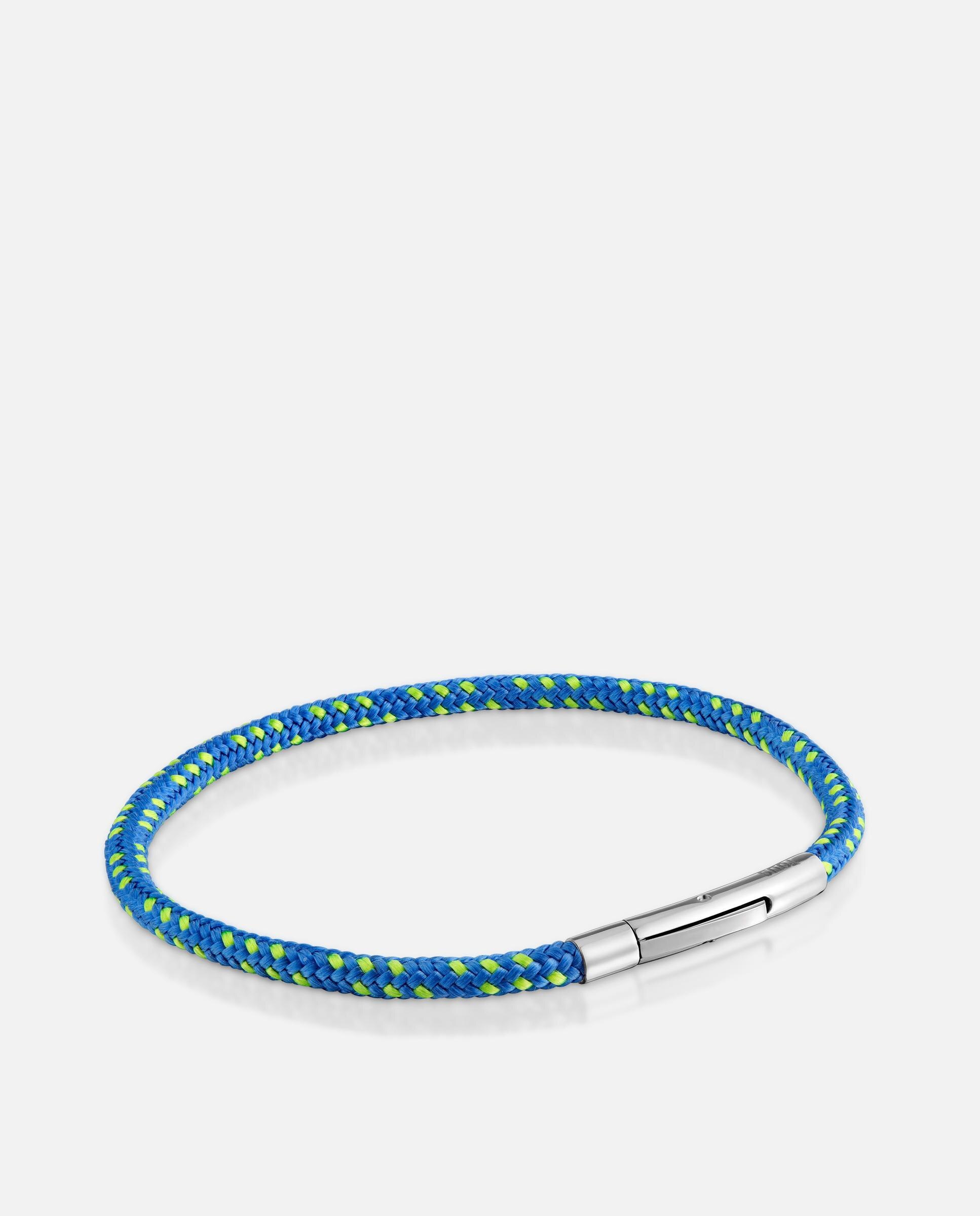 Pulseira com Cordão Azul e Aço Basics Prateado-3