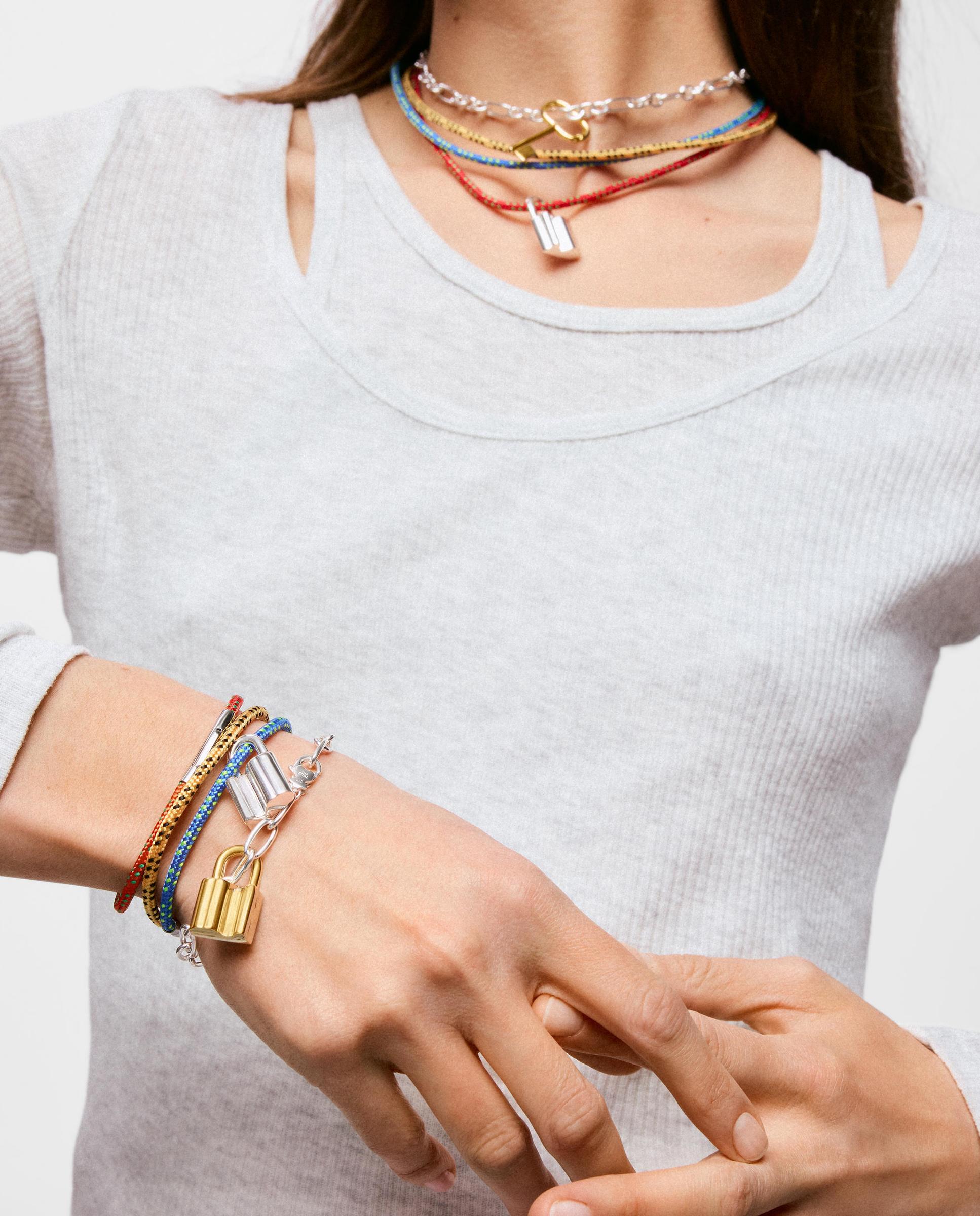 Pulseira com Cordão Azul e Aço Basics Prateado-4