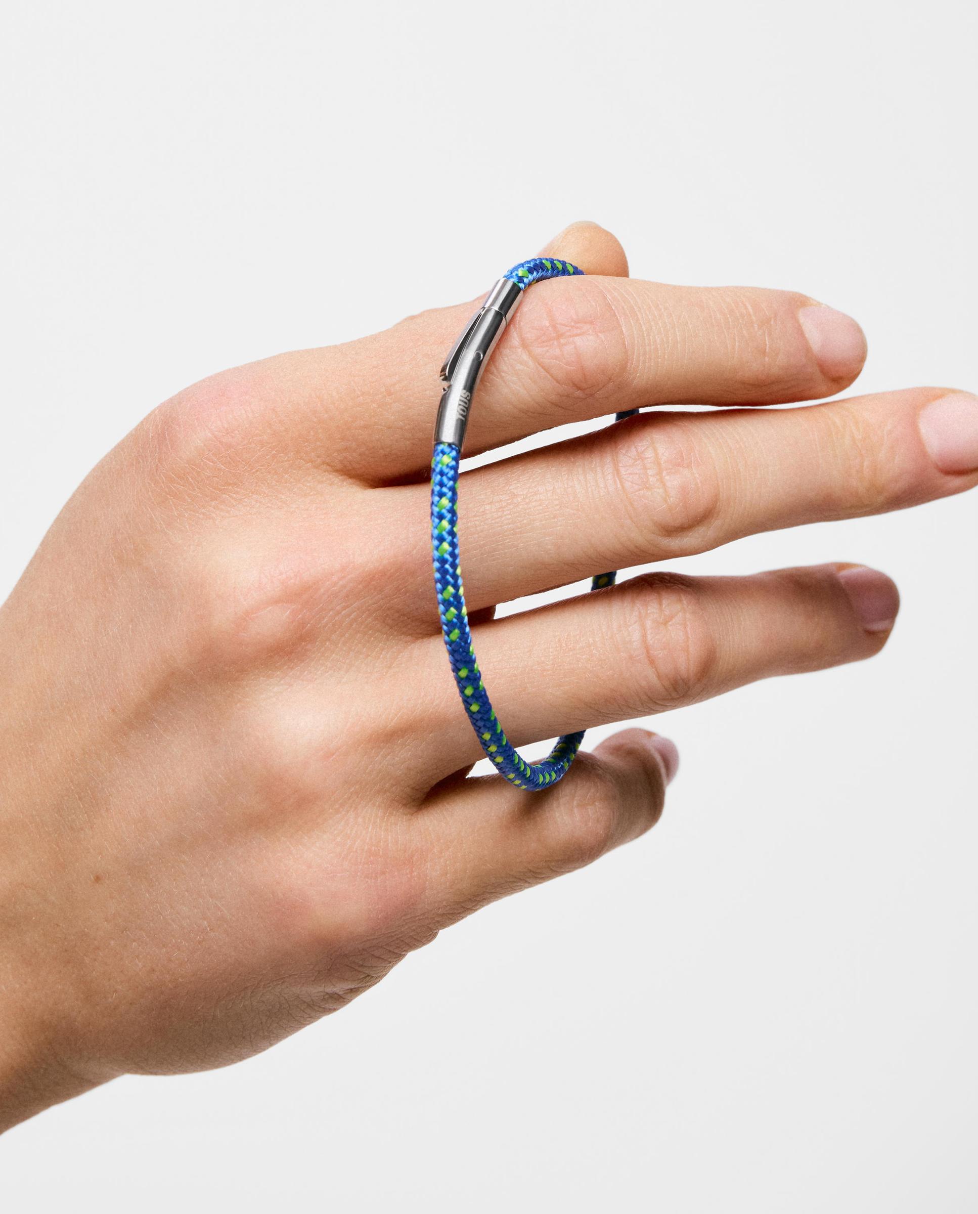 Pulseira com Cordão Azul e Aço Basics Prateado-5