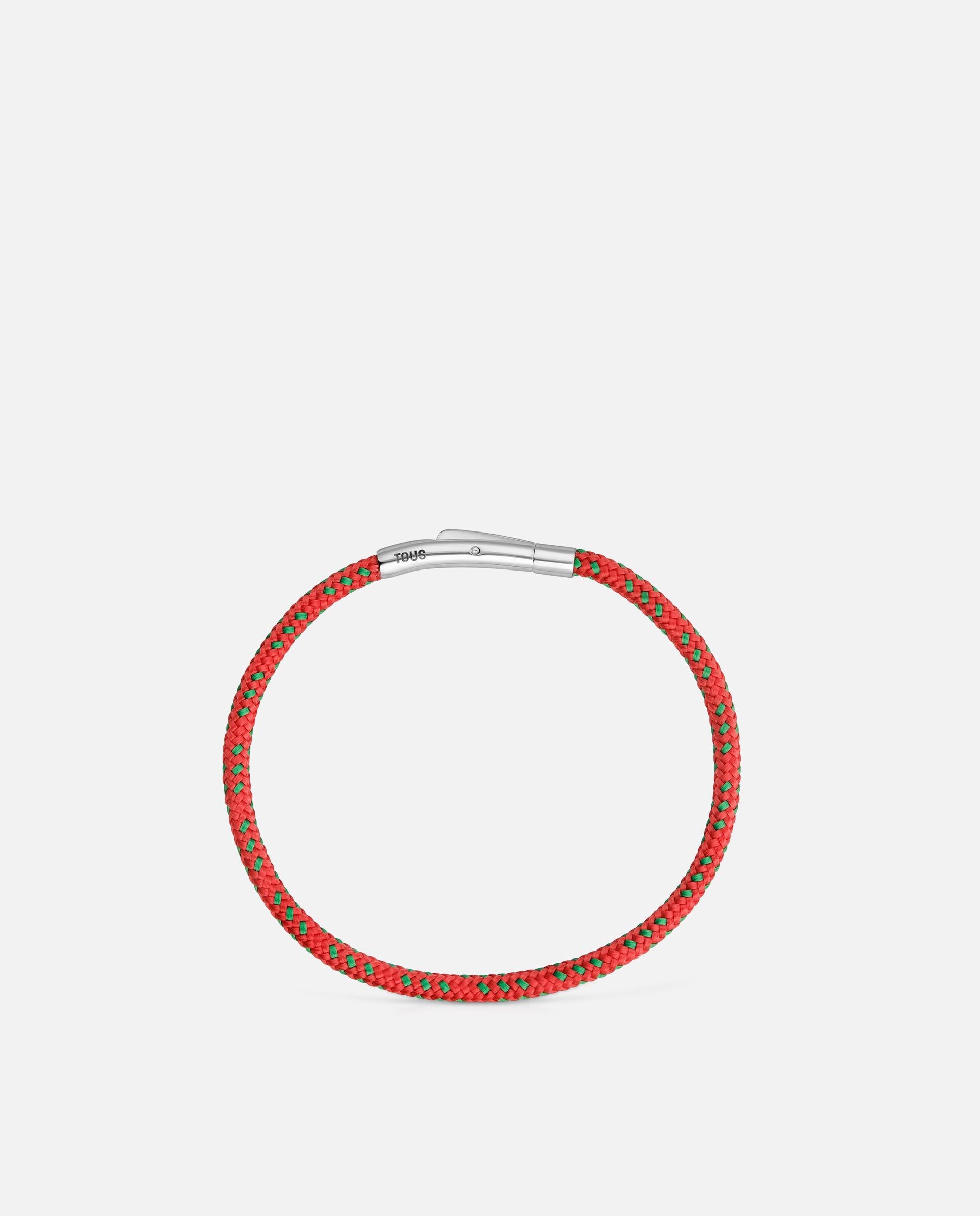 Pulseira com Cordão Vermelho e Aço Basics Prateado-2