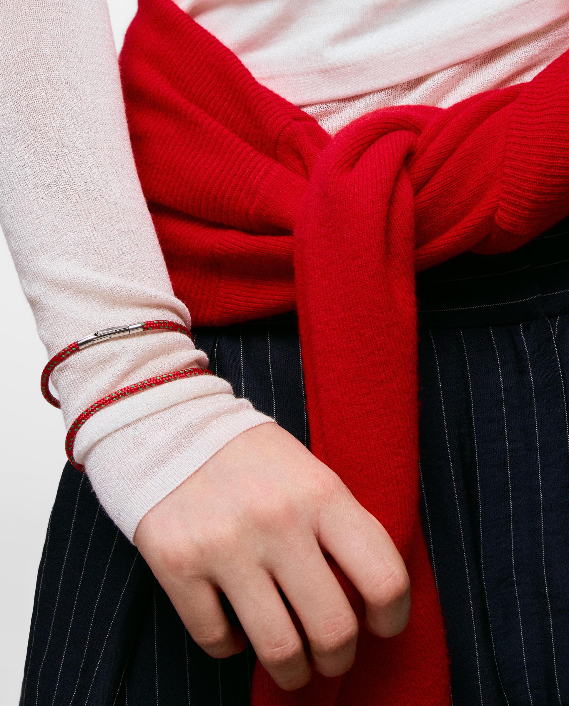 Pulseira com Cordão Vermelho e Aço Basics Prateado-4