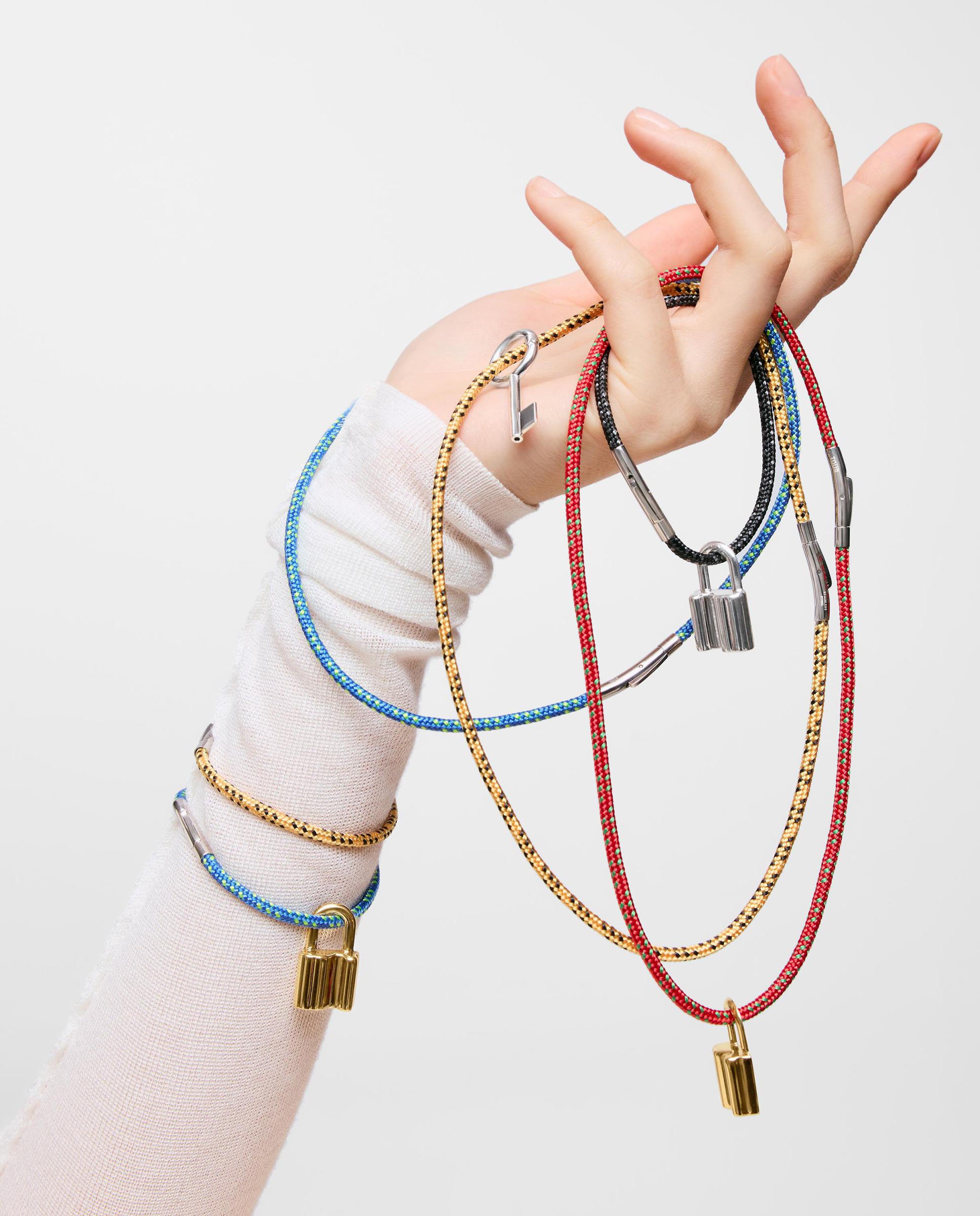 Pulseira com Cordão Vermelho e Aço Basics Prateado-5