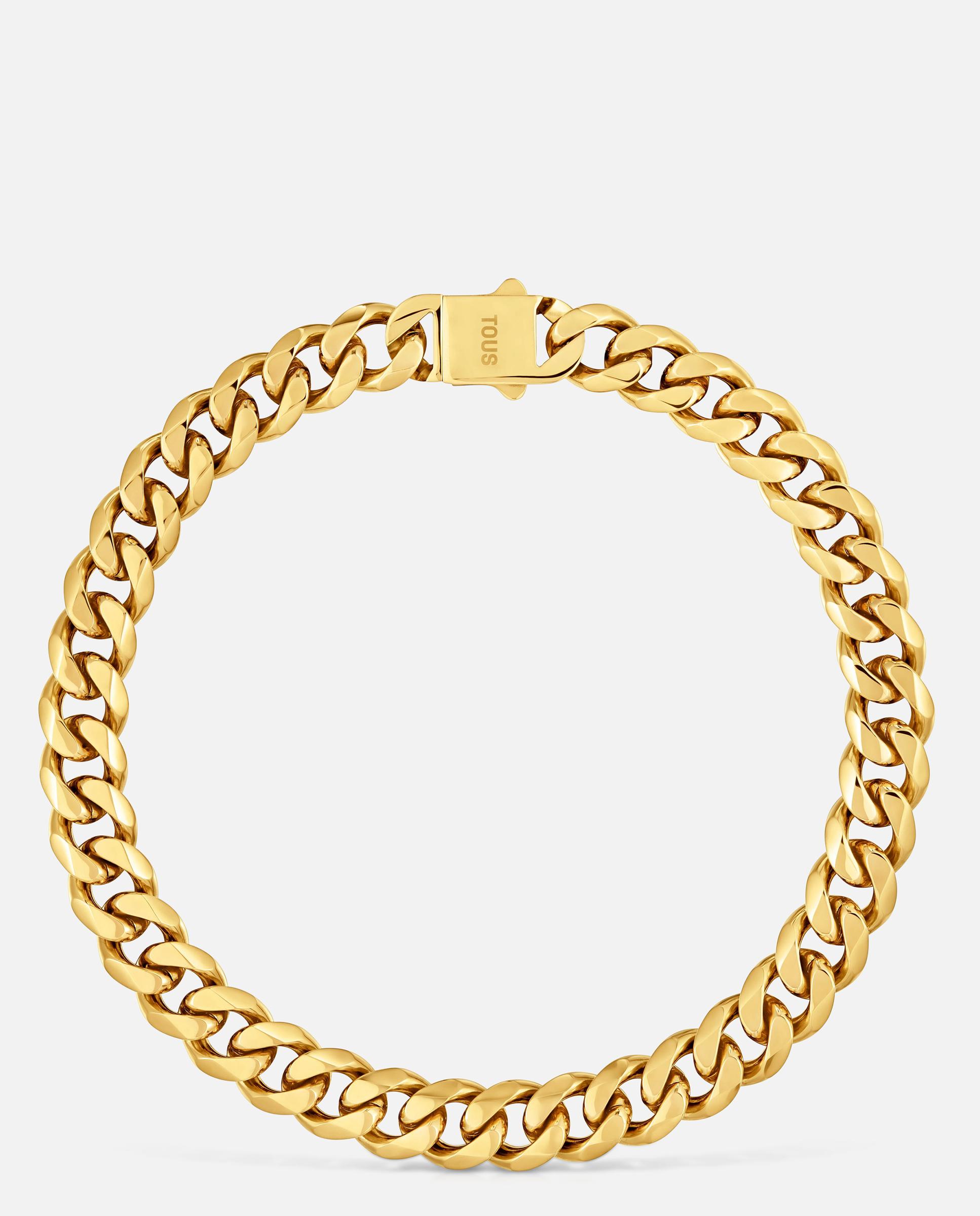 Imagem 0 de Colar com Corrente Barbada de Aço em Dourado Basics