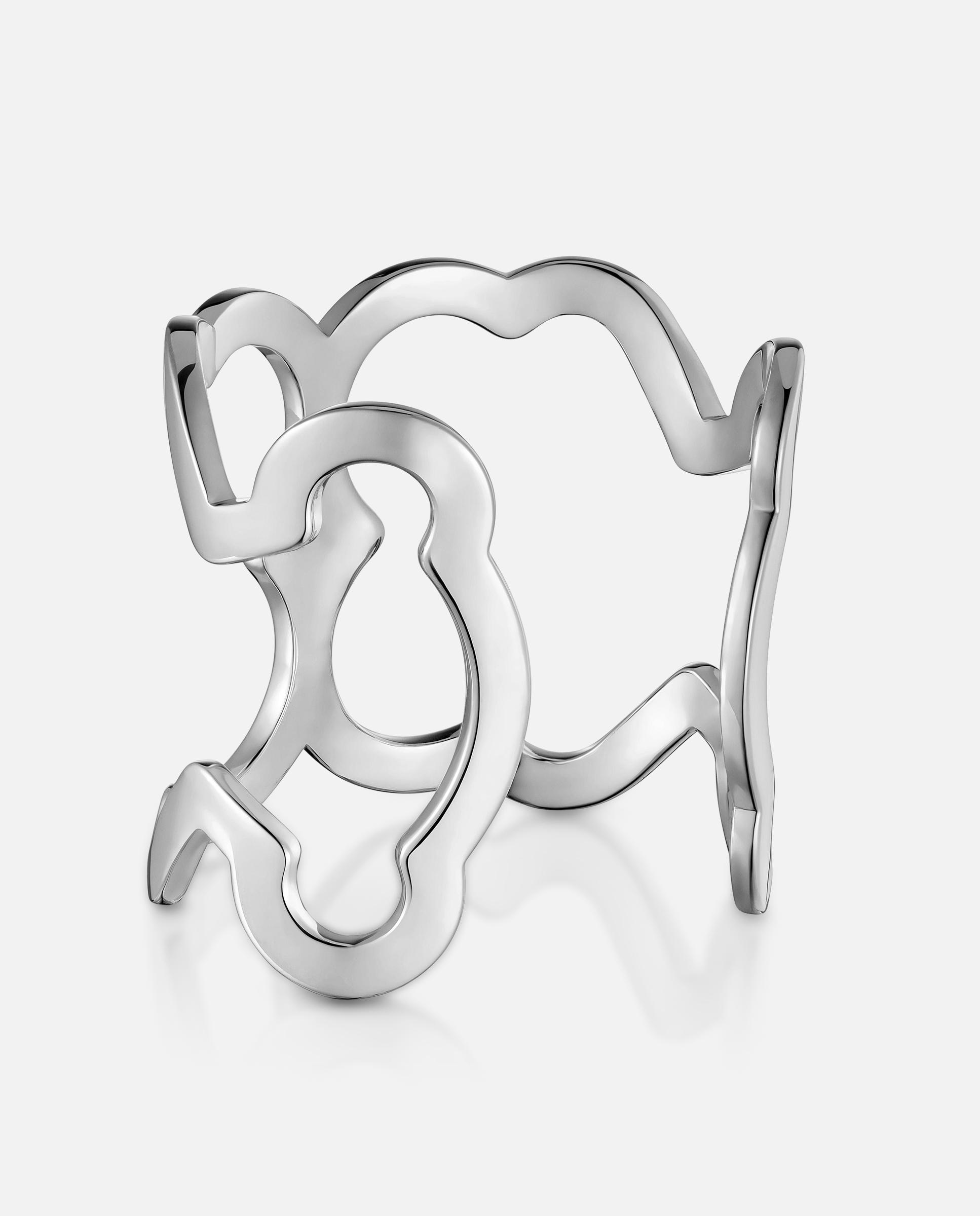 Bracelete Xl de Aço Carrusel com Silhueta de Urso Prateado-3